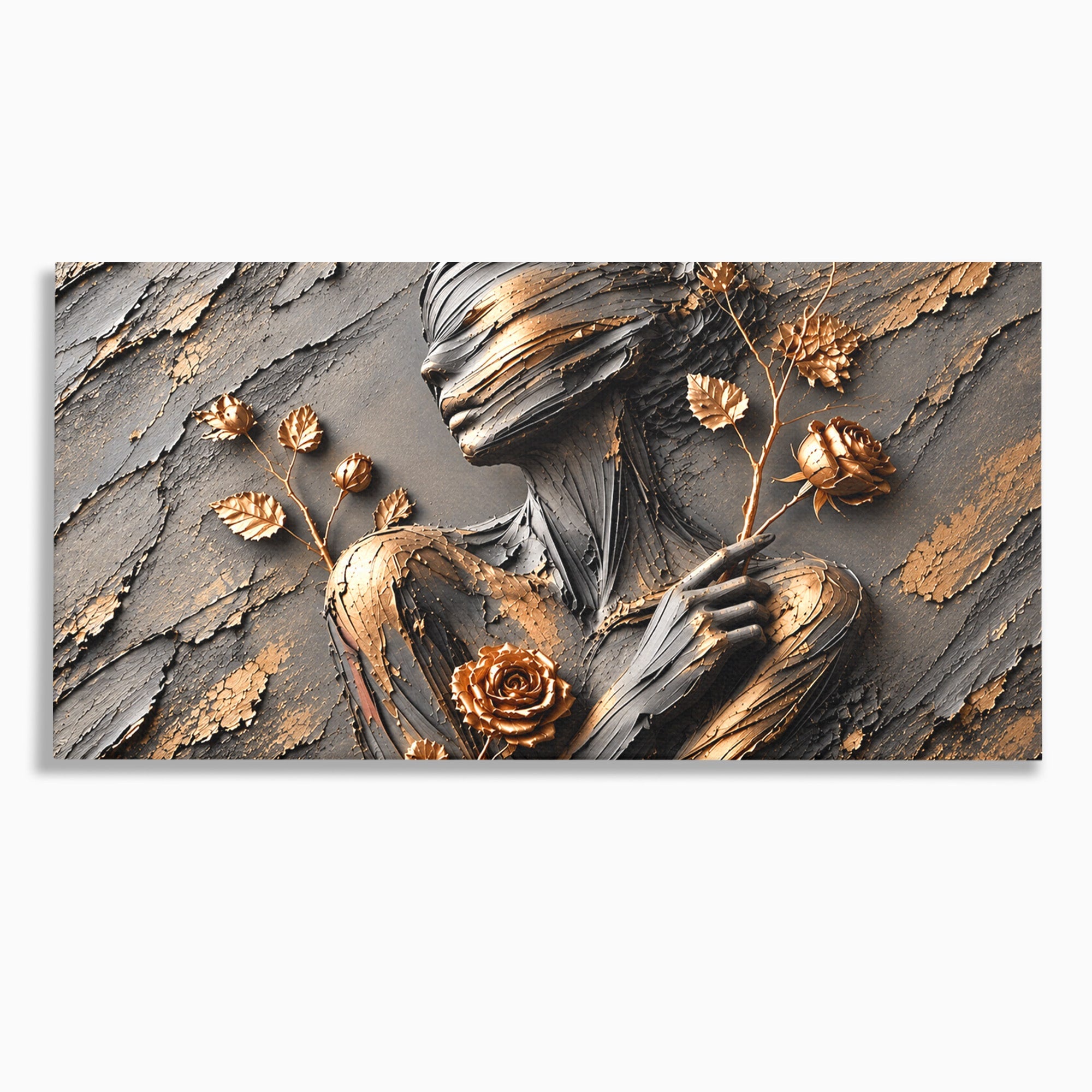 Tablou Canvas Premium LuxCanva® U1151, Femeie Sculptata In Flori, Arta, Sculptura, Flori, Living, Culori Vibrante