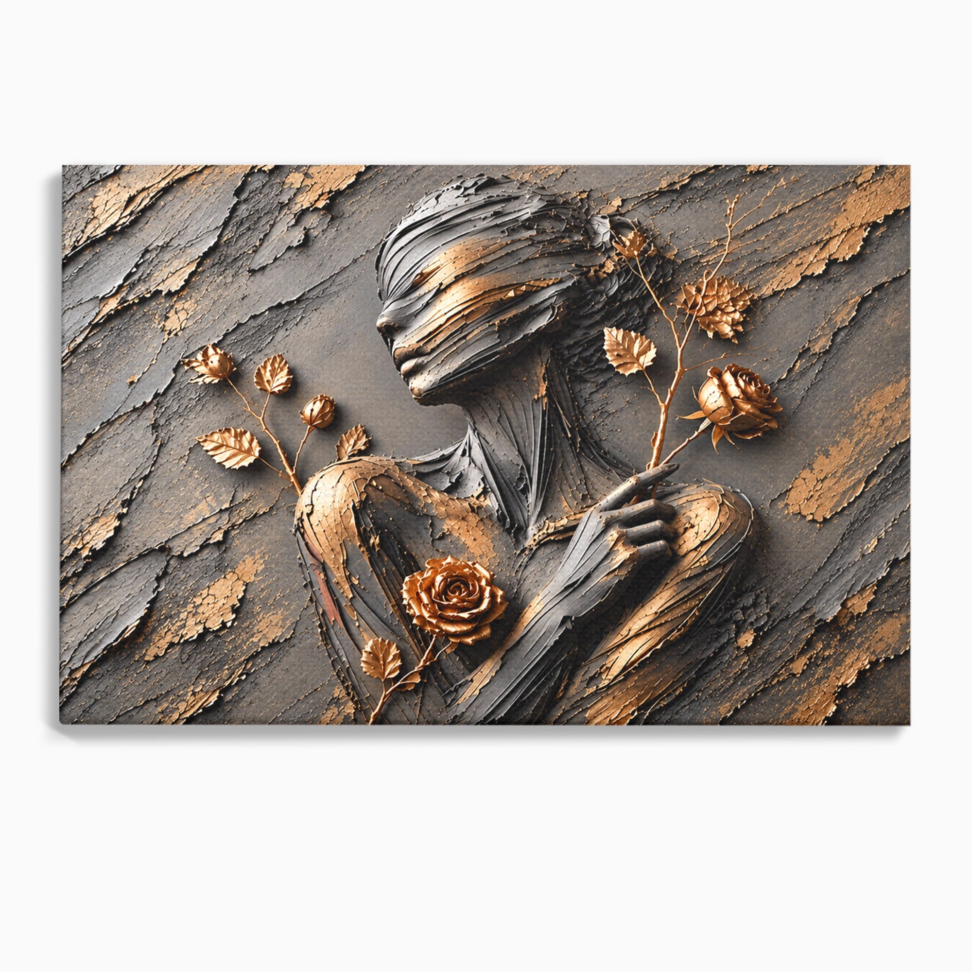 Tablou Canvas Premium LuxCanva® U1151, Femeie Sculptata In Flori, Arta, Sculptura, Flori, Living, Culori Vibrante