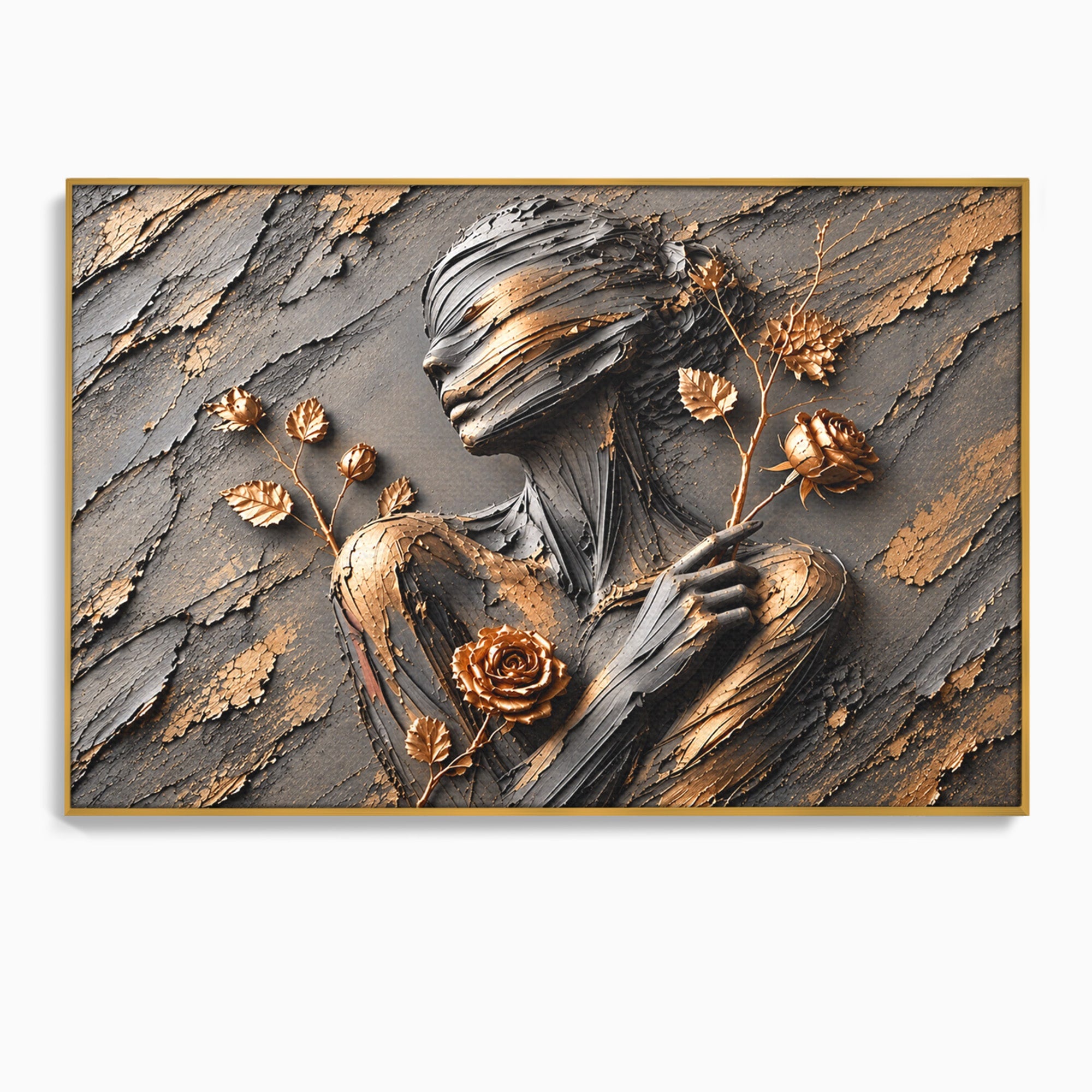Tablou Canvas Premium LuxCanva® U1151, Femeie Sculptata In Flori, Arta, Sculptura, Flori, Living, Culori Vibrante