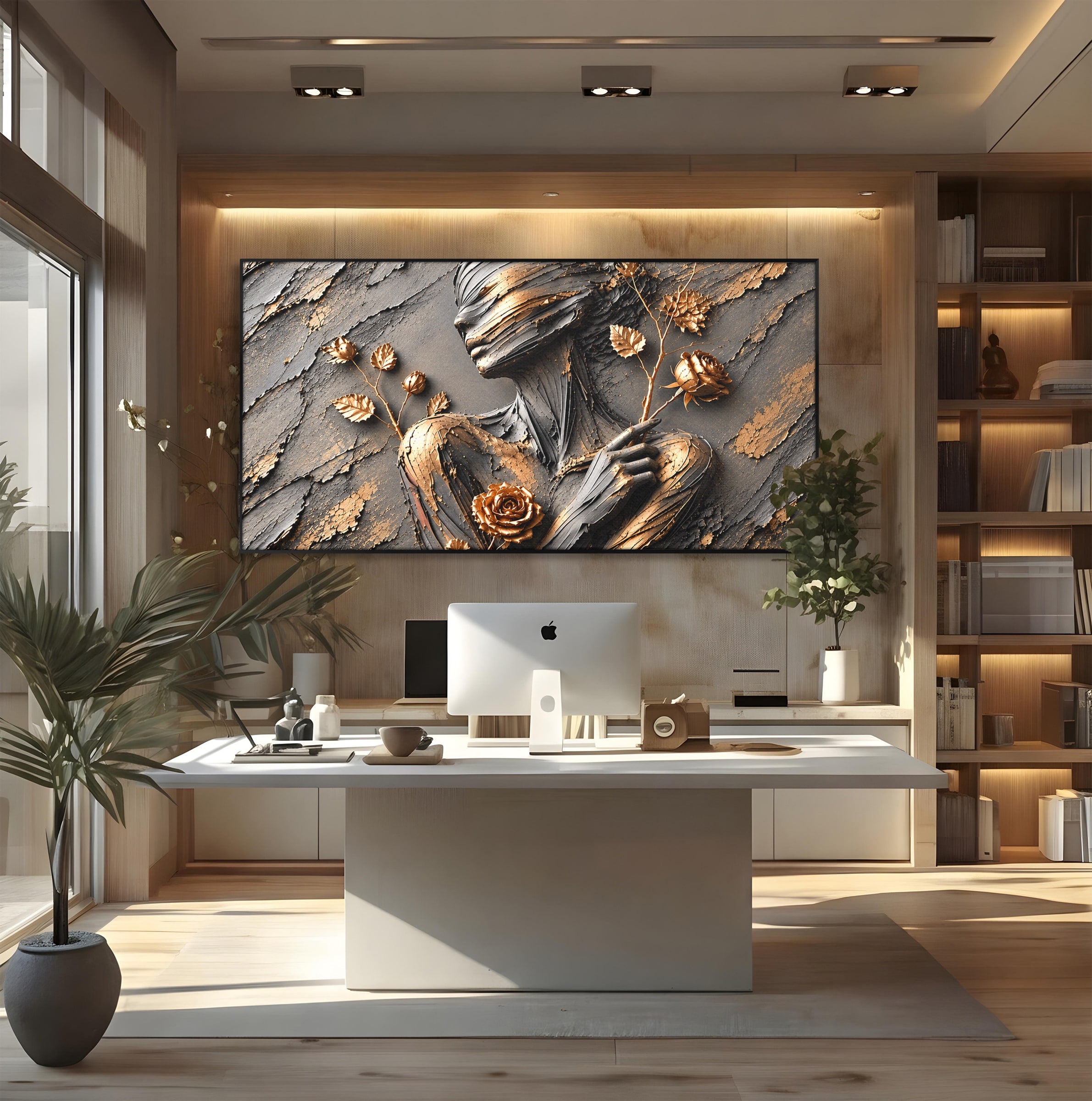 Tablou Canvas Premium LuxCanva® U1151, Femeie Sculptata In Flori, Arta, Sculptura, Flori, Living, Culori Vibrante