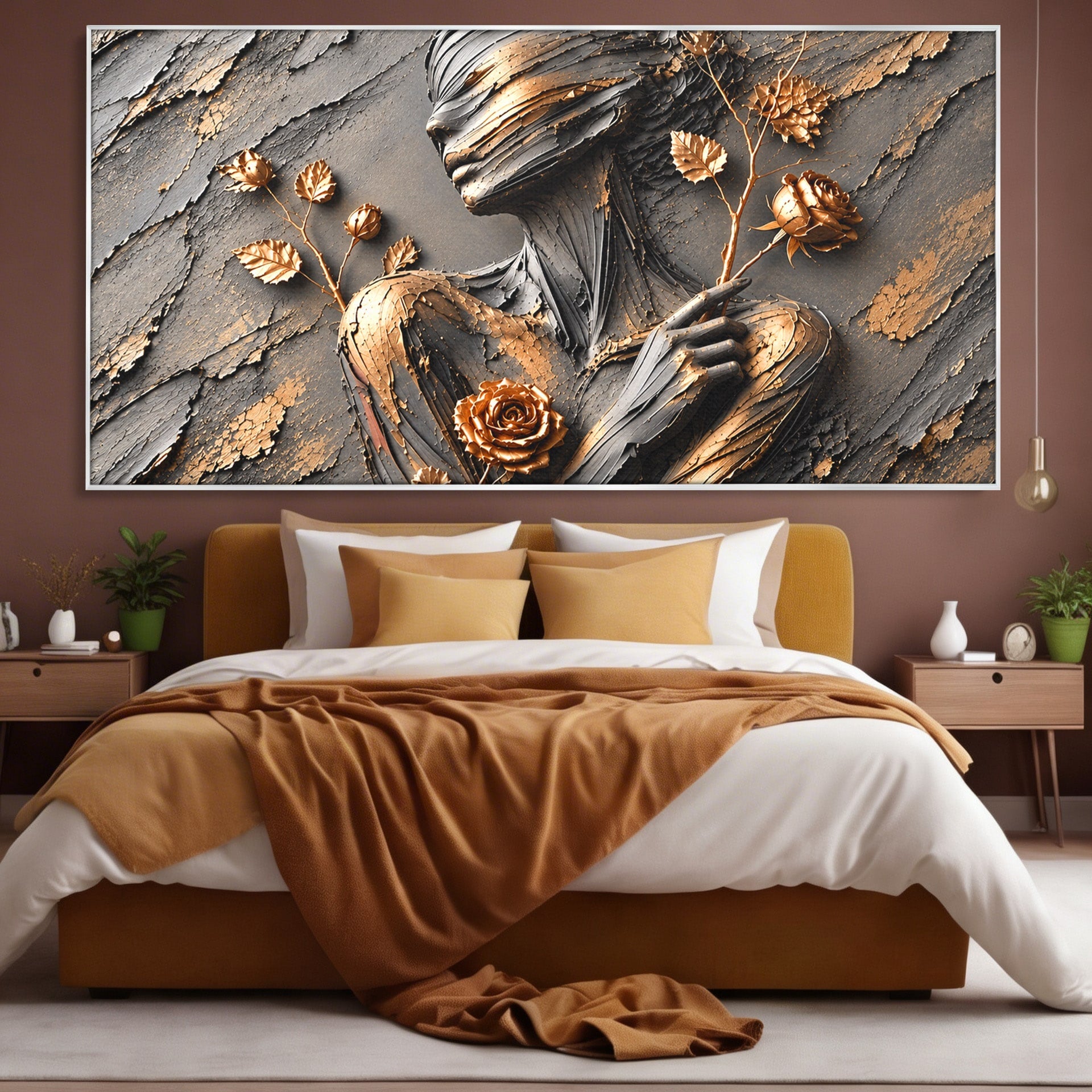 Tablou Canvas Premium LuxCanva® U1151, Femeie Sculptata In Flori, Arta, Sculptura, Flori, Living, Culori Vibrante