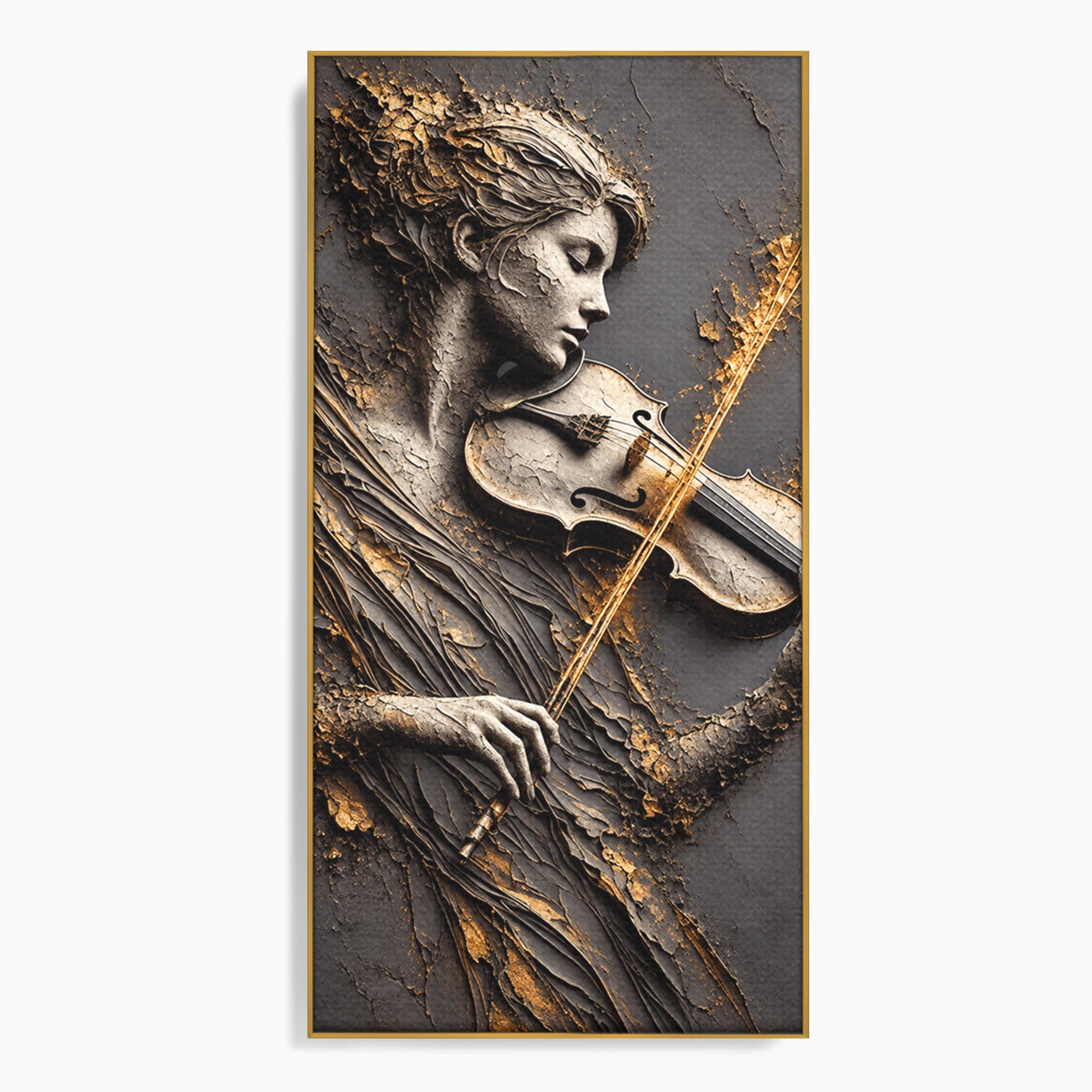 Tablou Canvas Premium LuxCanva® U1152, Muziciana Eleganta, Vioara, Muzica, Relaxare, Arta, Living, Culori Vibrante