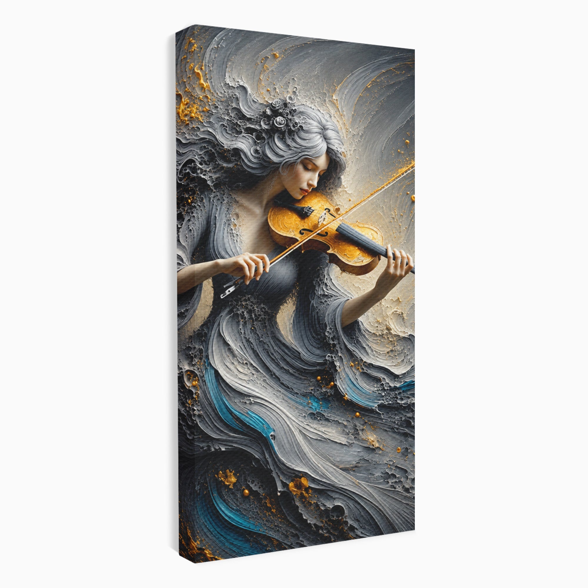 Tablou Canvas Premium LuxCanva® U1153, Femeie Cu Vioara, Vioara, Muzica, Arta, Living, Culori Vibrante