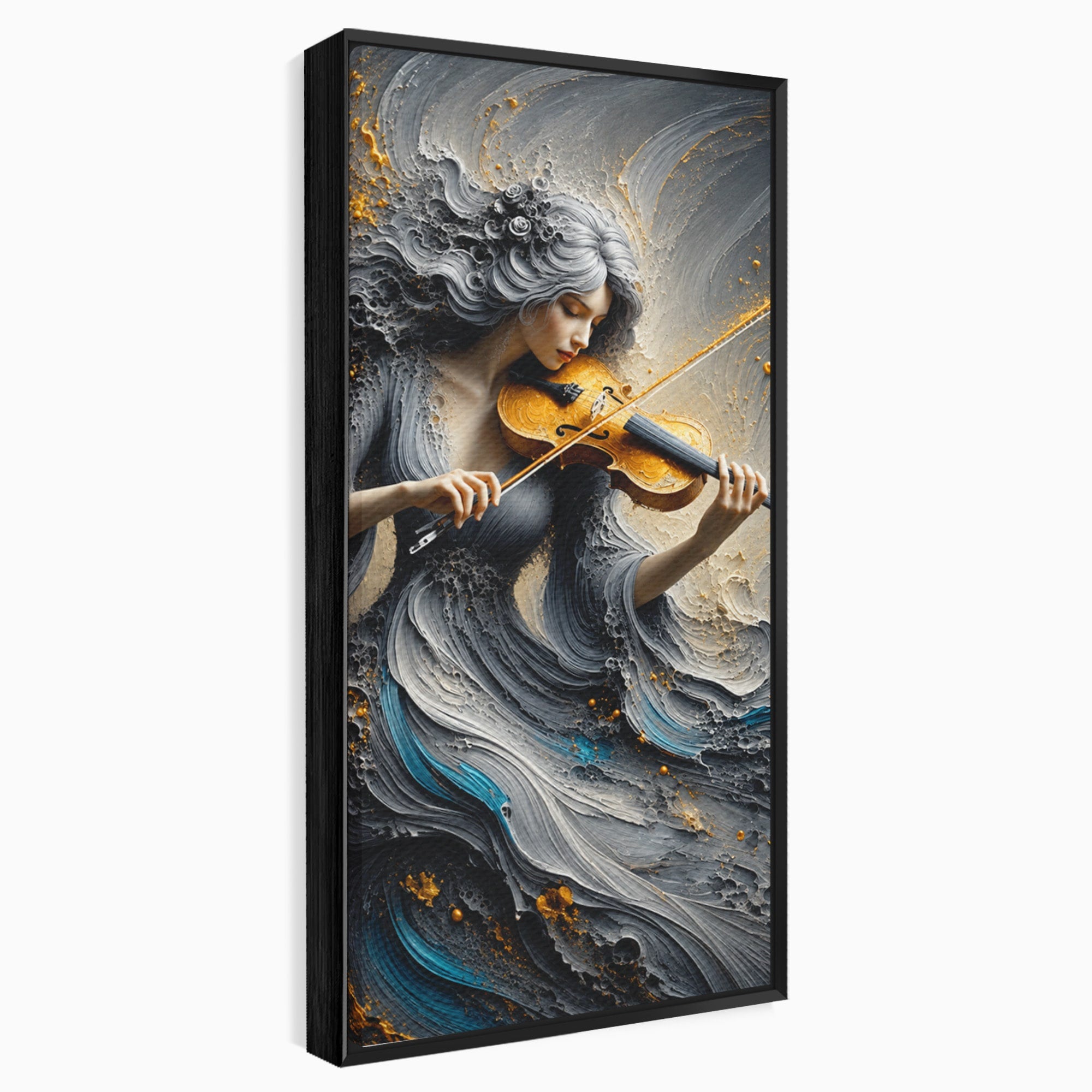 Tablou Canvas Premium LuxCanva® U1153, Femeie Cu Vioara, Vioara, Muzica, Arta, Living, Culori Vibrante