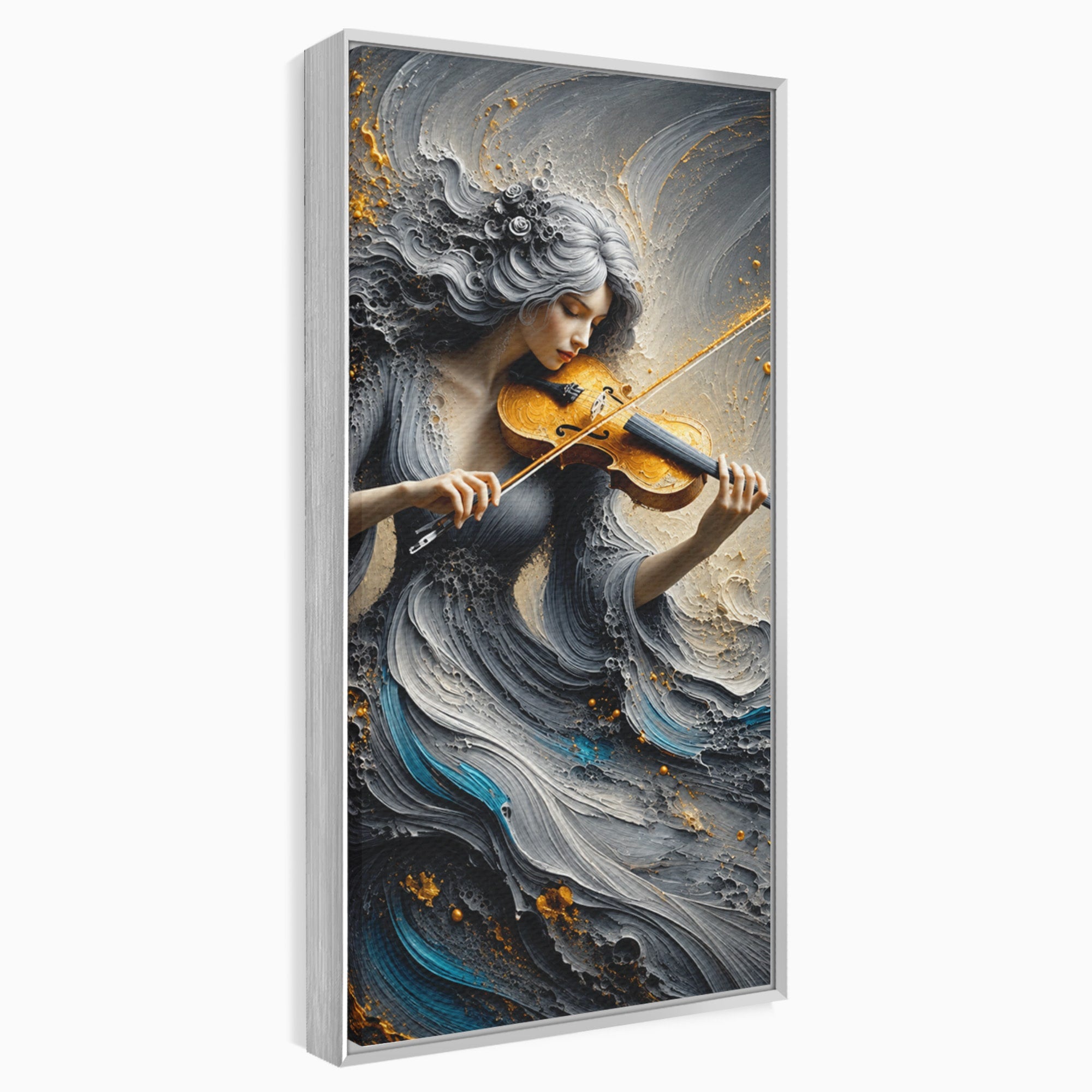 Tablou Canvas Premium LuxCanva® U1153, Femeie Cu Vioara, Vioara, Muzica, Arta, Living, Culori Vibrante