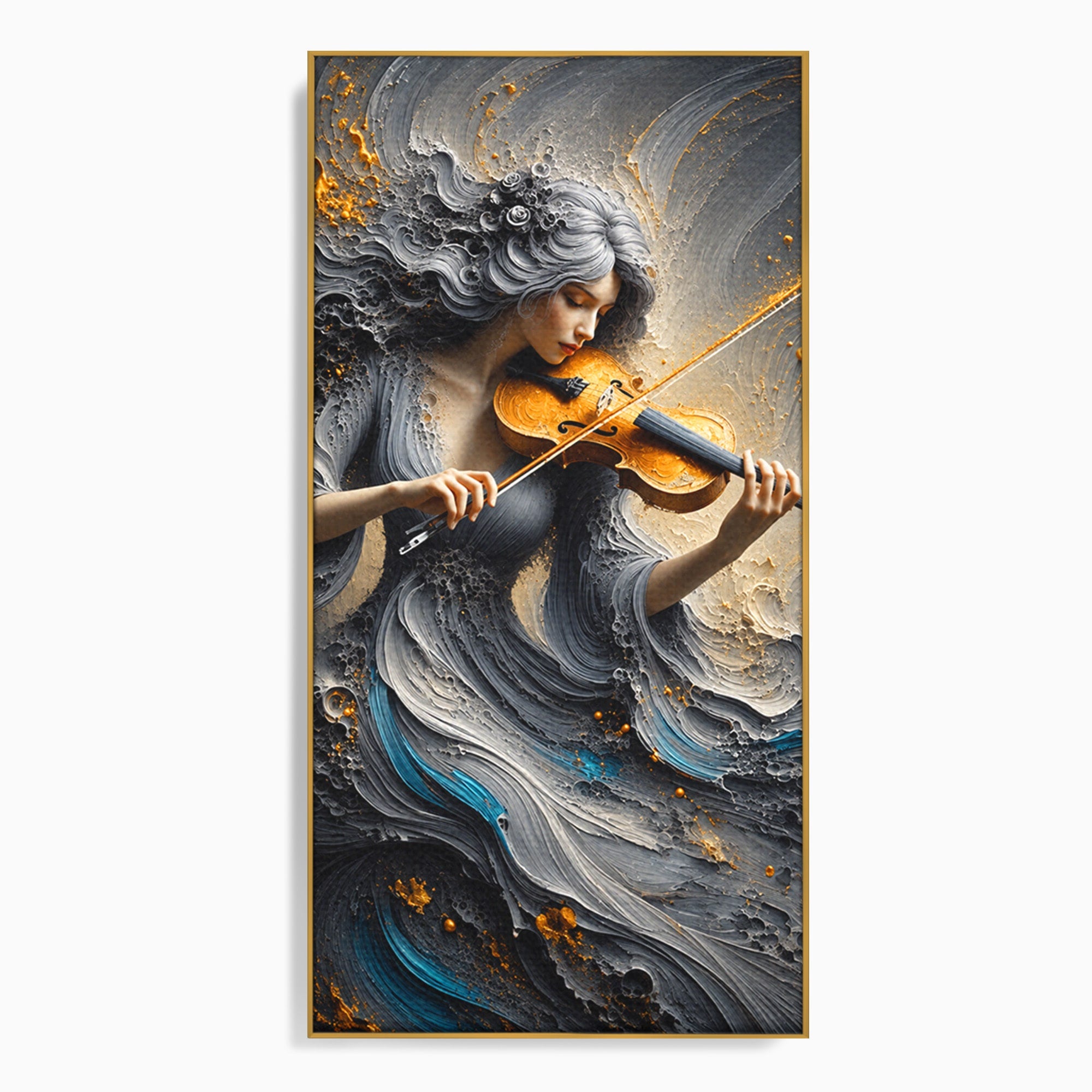 Tablou Canvas Premium LuxCanva® U1153, Femeie Cu Vioara, Vioara, Muzica, Arta, Living, Culori Vibrante