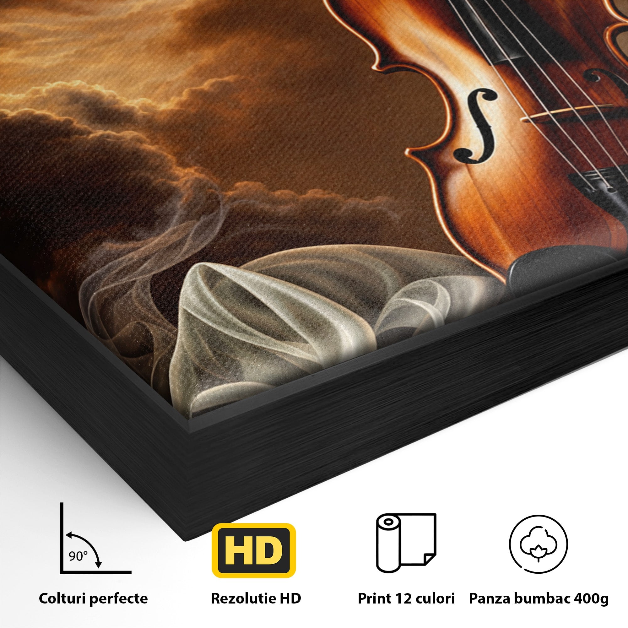 Tablou Canvas Premium LuxCanva® U1154, Dansul Muzicii, Dansatoare, Vioara, Arta, Eleganta, Living, Culori Vibrante