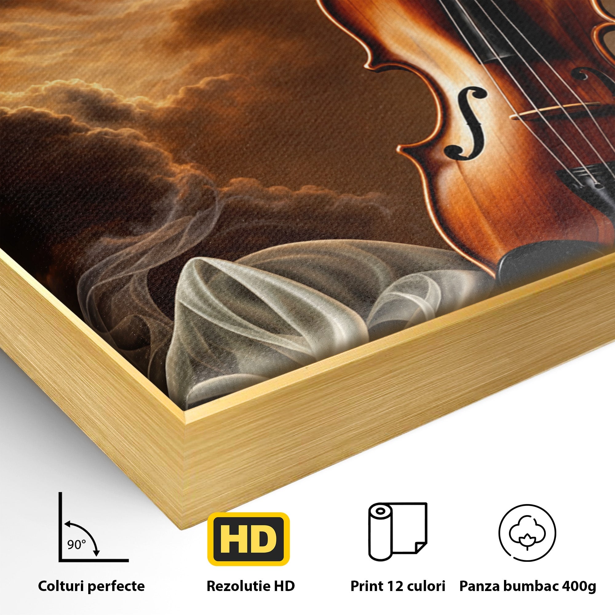 Tablou Canvas Premium LuxCanva® U1154, Dansul Muzicii, Dansatoare, Vioara, Arta, Eleganta, Living, Culori Vibrante