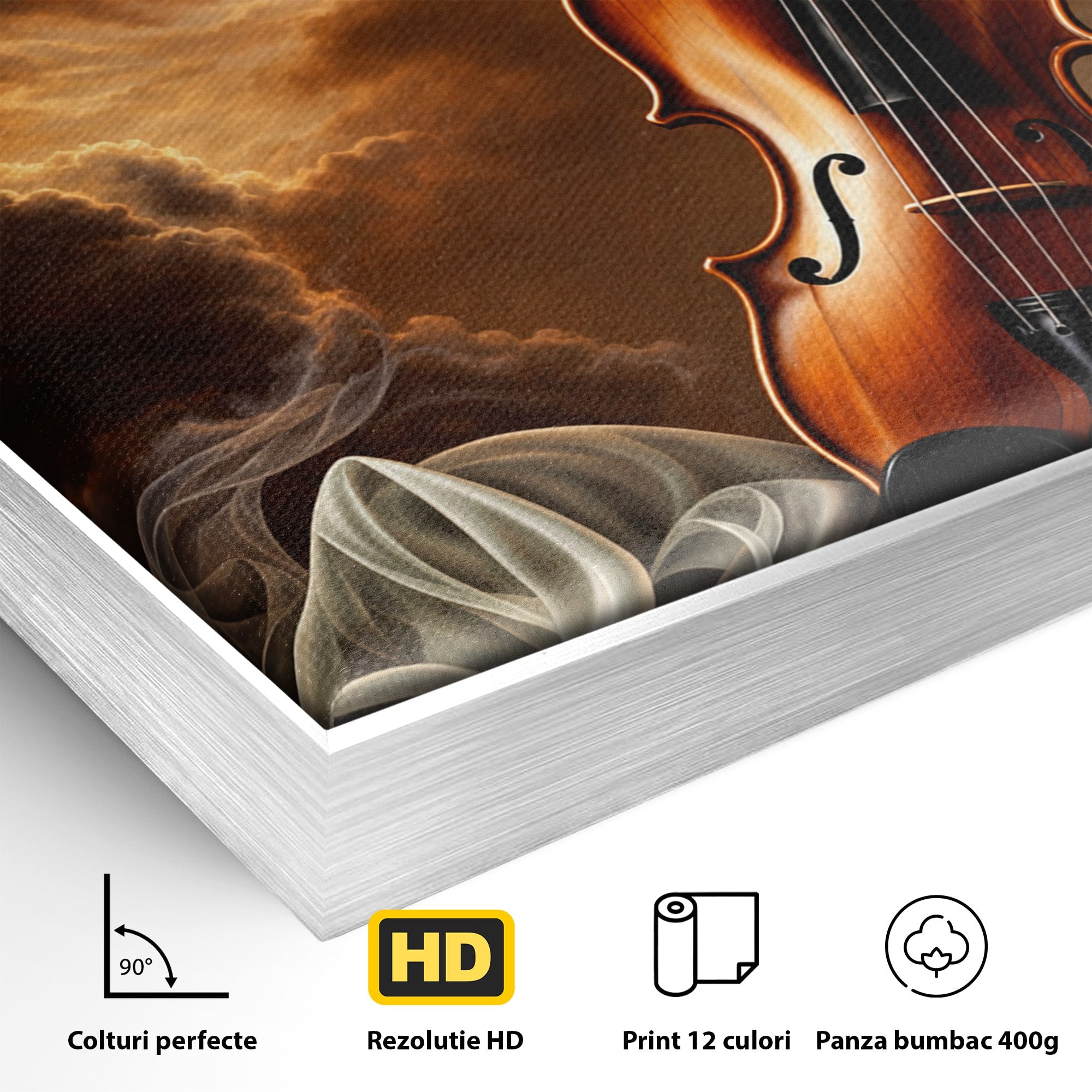 Tablou Canvas Premium LuxCanva® U1154, Dansul Muzicii, Dansatoare, Vioara, Arta, Eleganta, Living, Culori Vibrante