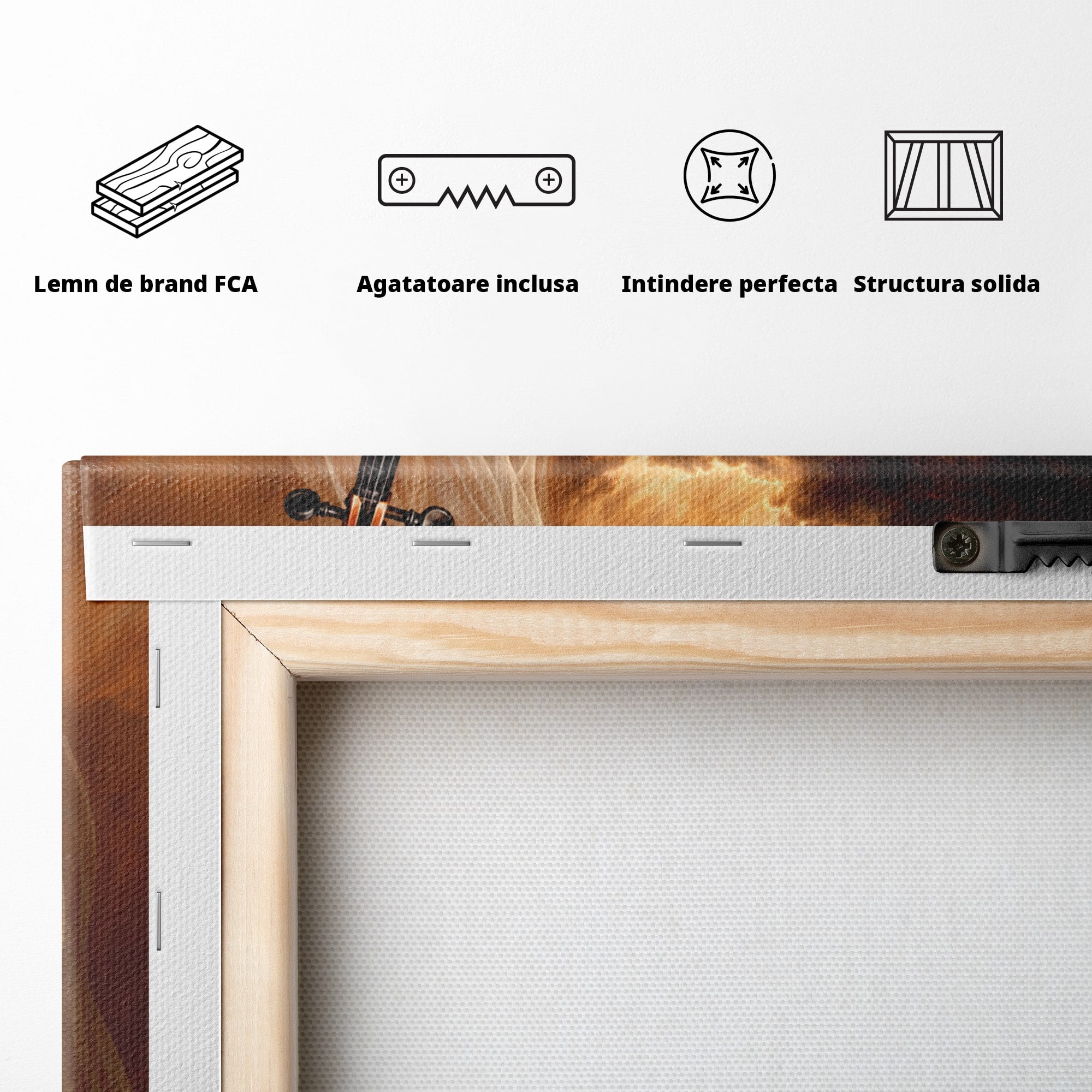 Tablou Canvas Premium LuxCanva® U1154, Dansul Muzicii, Dansatoare, Vioara, Arta, Eleganta, Living, Culori Vibrante