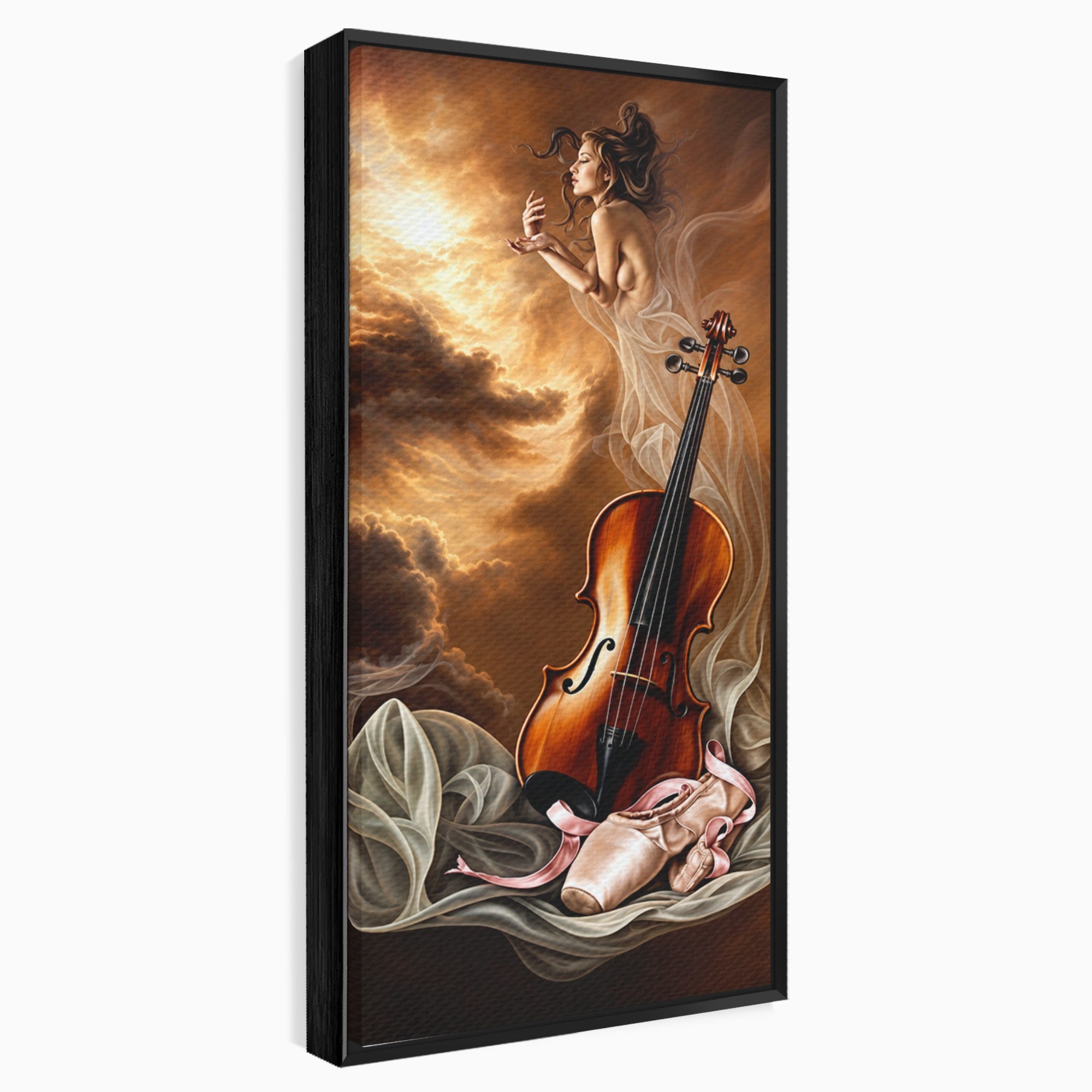 Tablou Canvas Premium LuxCanva® U1154, Dansul Muzicii, Dansatoare, Vioara, Arta, Eleganta, Living, Culori Vibrante
