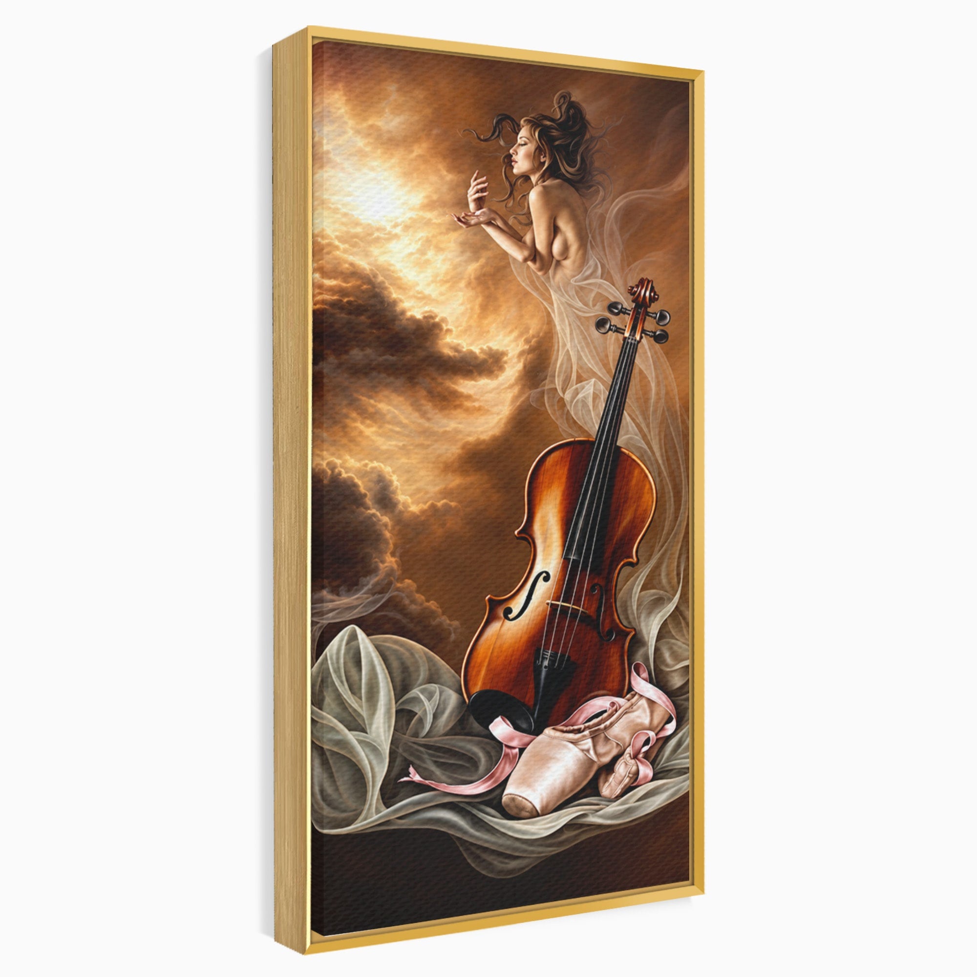 Tablou Canvas Premium LuxCanva® U1154, Dansul Muzicii, Dansatoare, Vioara, Arta, Eleganta, Living, Culori Vibrante
