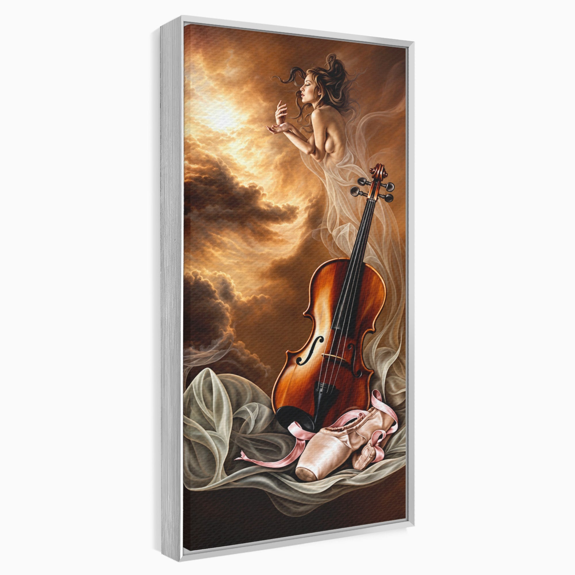 Tablou Canvas Premium LuxCanva® U1154, Dansul Muzicii, Dansatoare, Vioara, Arta, Eleganta, Living, Culori Vibrante
