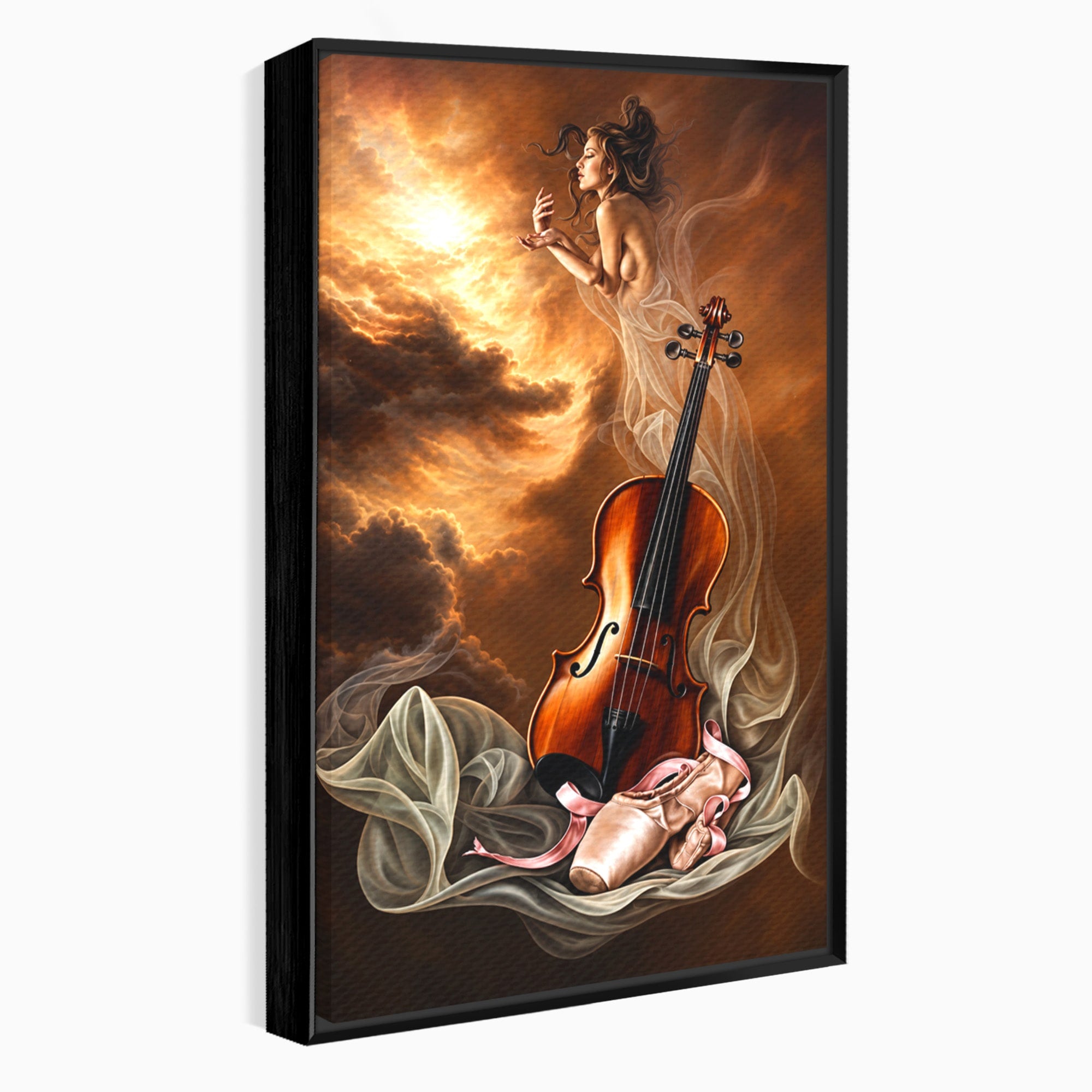 Tablou Canvas Premium LuxCanva® U1154, Dansul Muzicii, Dansatoare, Vioara, Arta, Eleganta, Living, Culori Vibrante