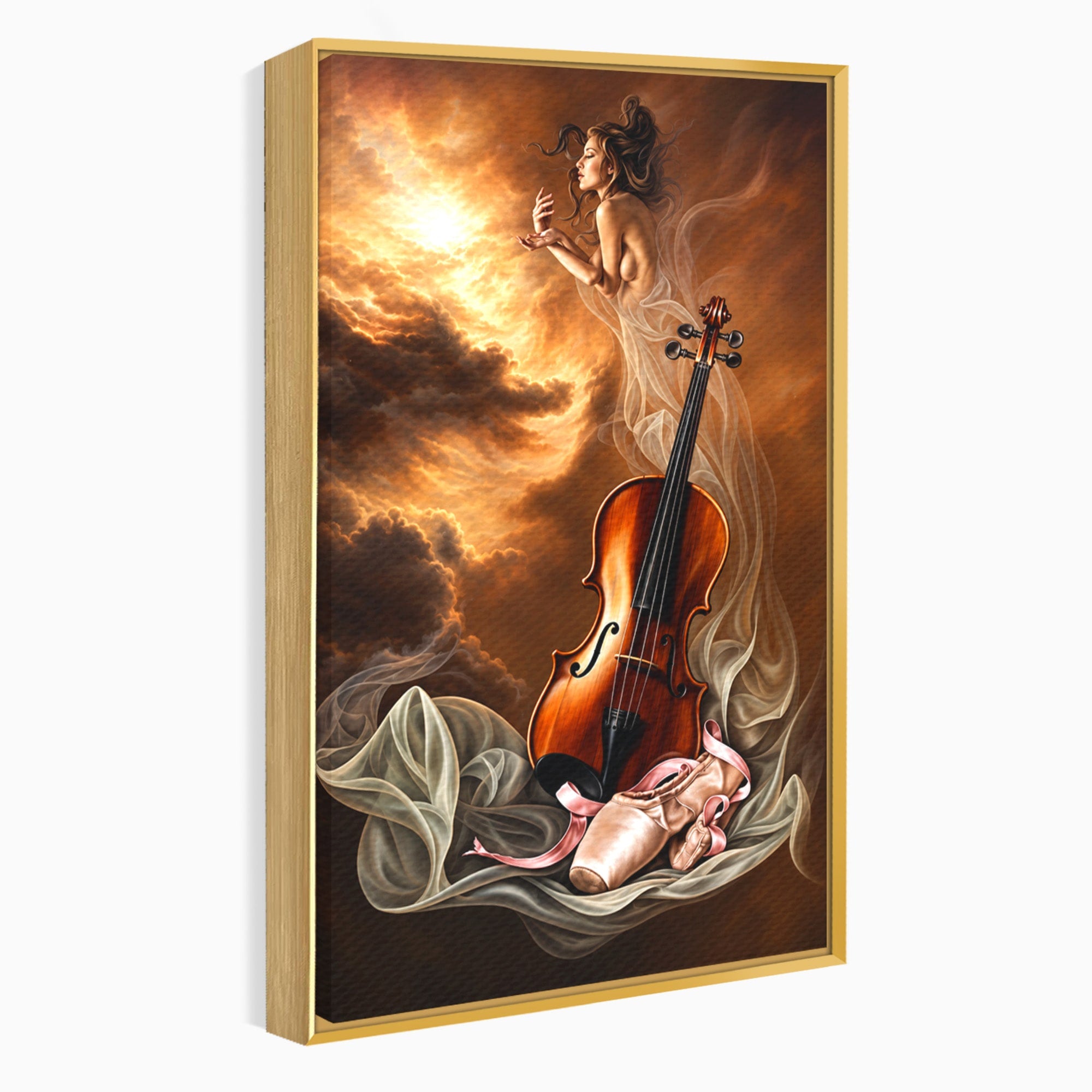 Tablou Canvas Premium LuxCanva® U1154, Dansul Muzicii, Dansatoare, Vioara, Arta, Eleganta, Living, Culori Vibrante
