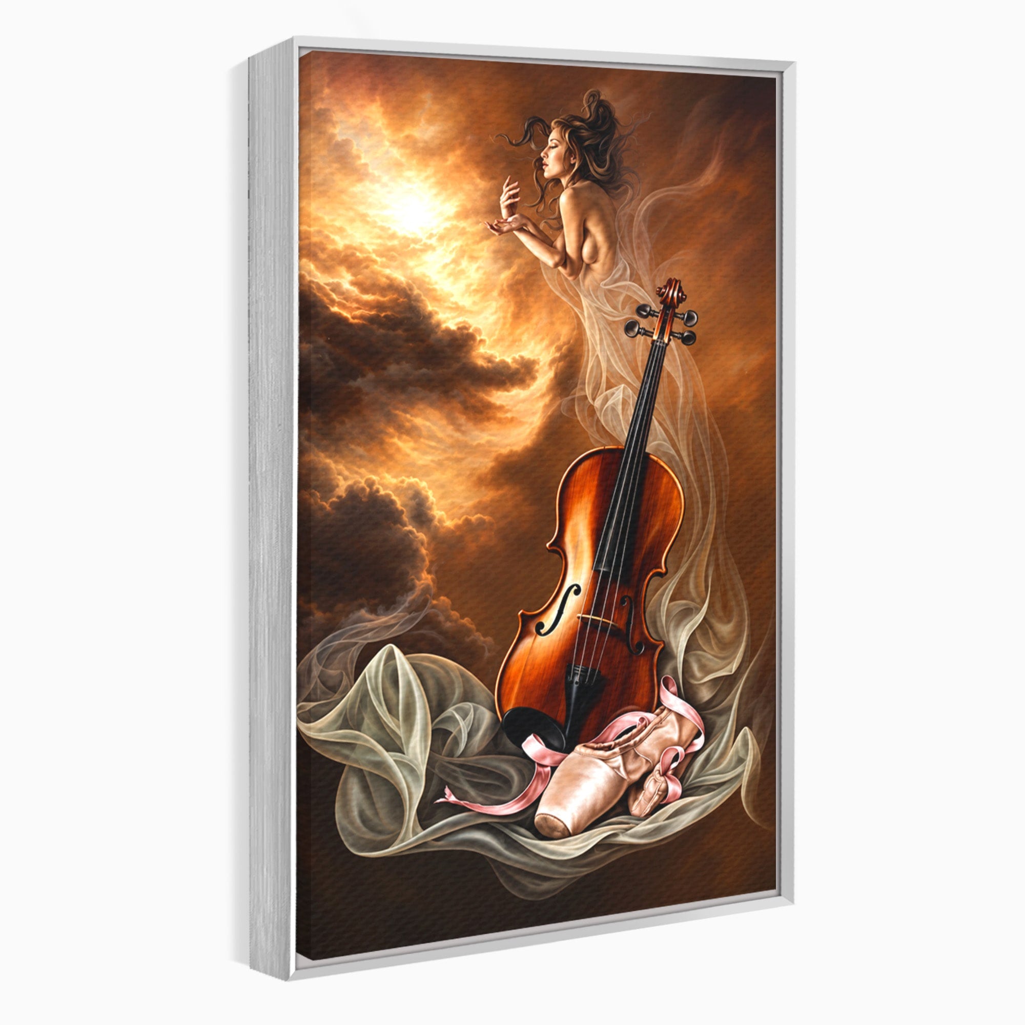 Tablou Canvas Premium LuxCanva® U1154, Dansul Muzicii, Dansatoare, Vioara, Arta, Eleganta, Living, Culori Vibrante