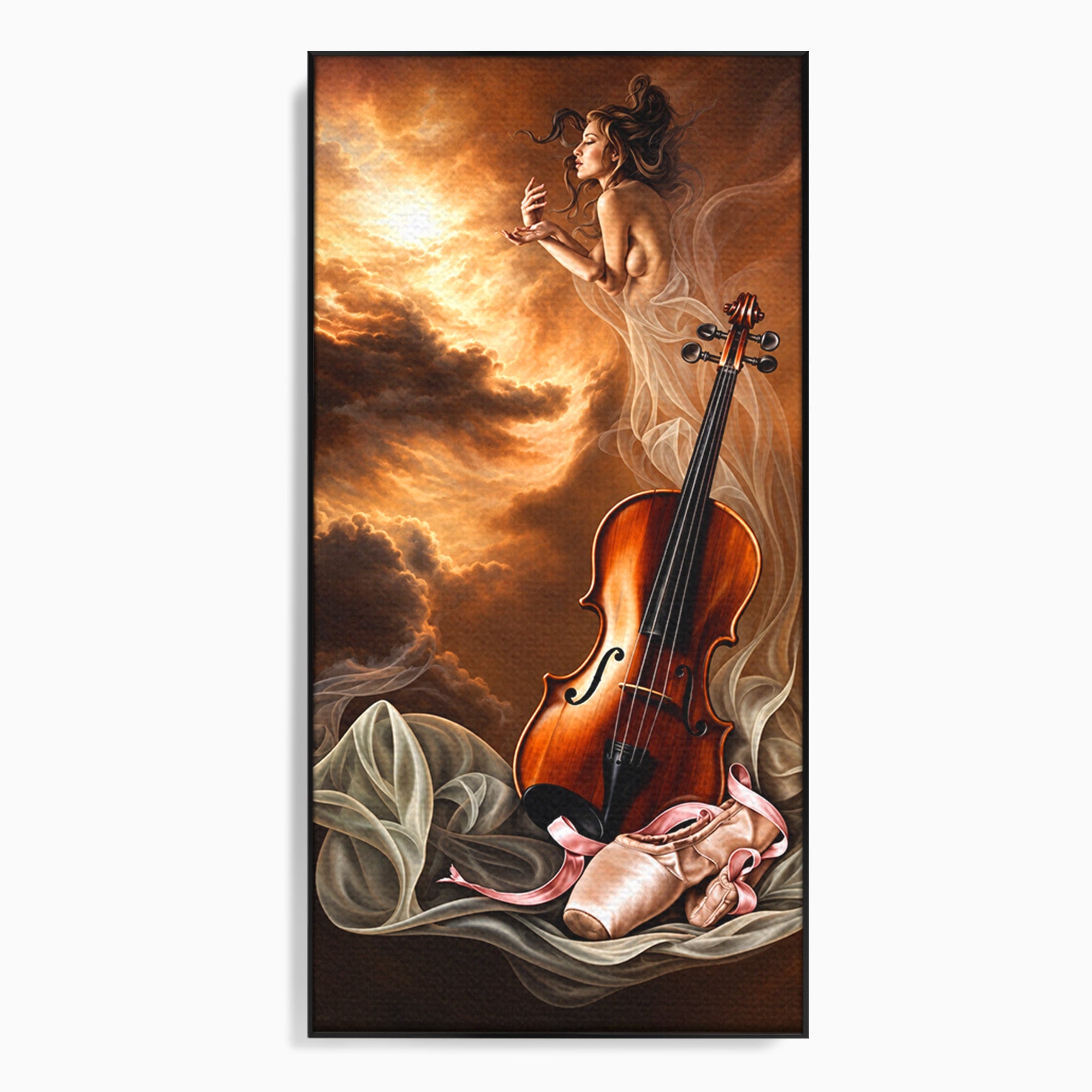 Tablou Canvas Premium LuxCanva® U1154, Dansul Muzicii, Dansatoare, Vioara, Arta, Eleganta, Living, Culori Vibrante