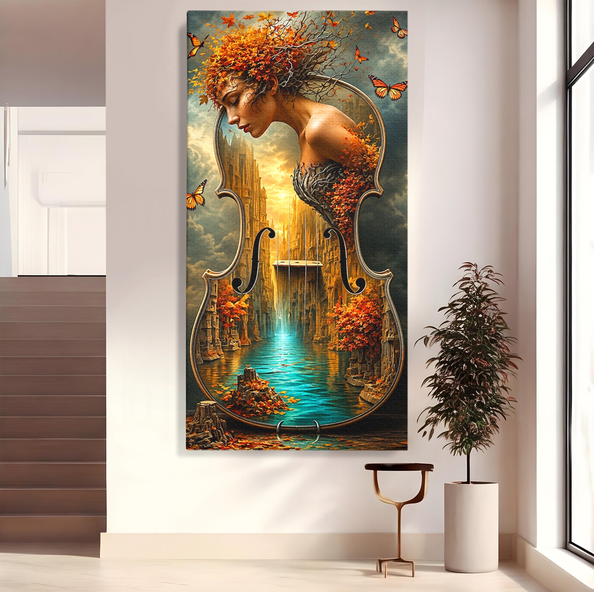 Tablou Canvas Premium LuxCanva® U1155, Simfonia Naturii, Muzica, Toamna, Fantezie, Living, Culori Vibrante