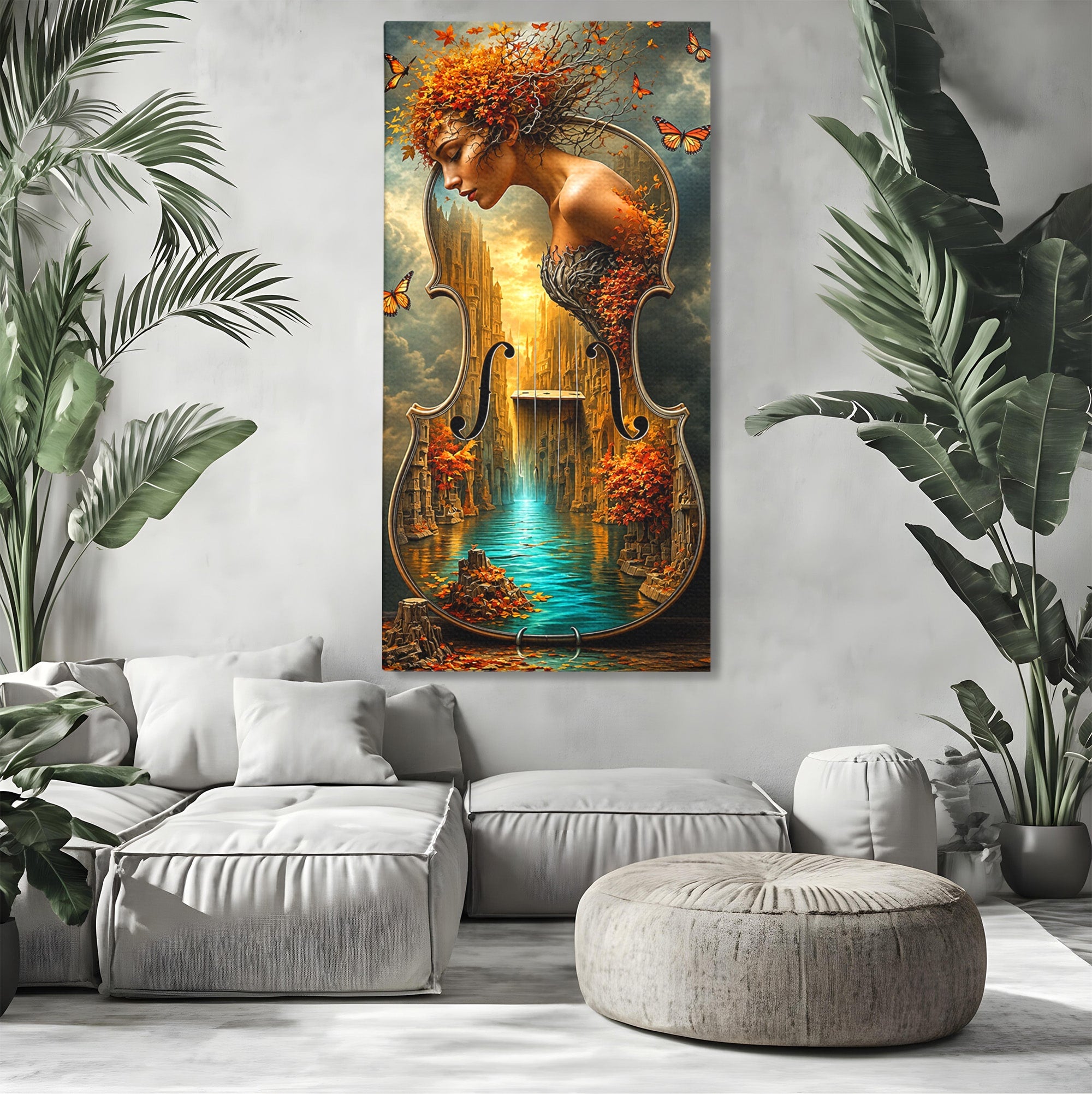 Tablou Canvas Premium LuxCanva® U1155, Simfonia Naturii, Muzica, Toamna, Fantezie, Living, Culori Vibrante
