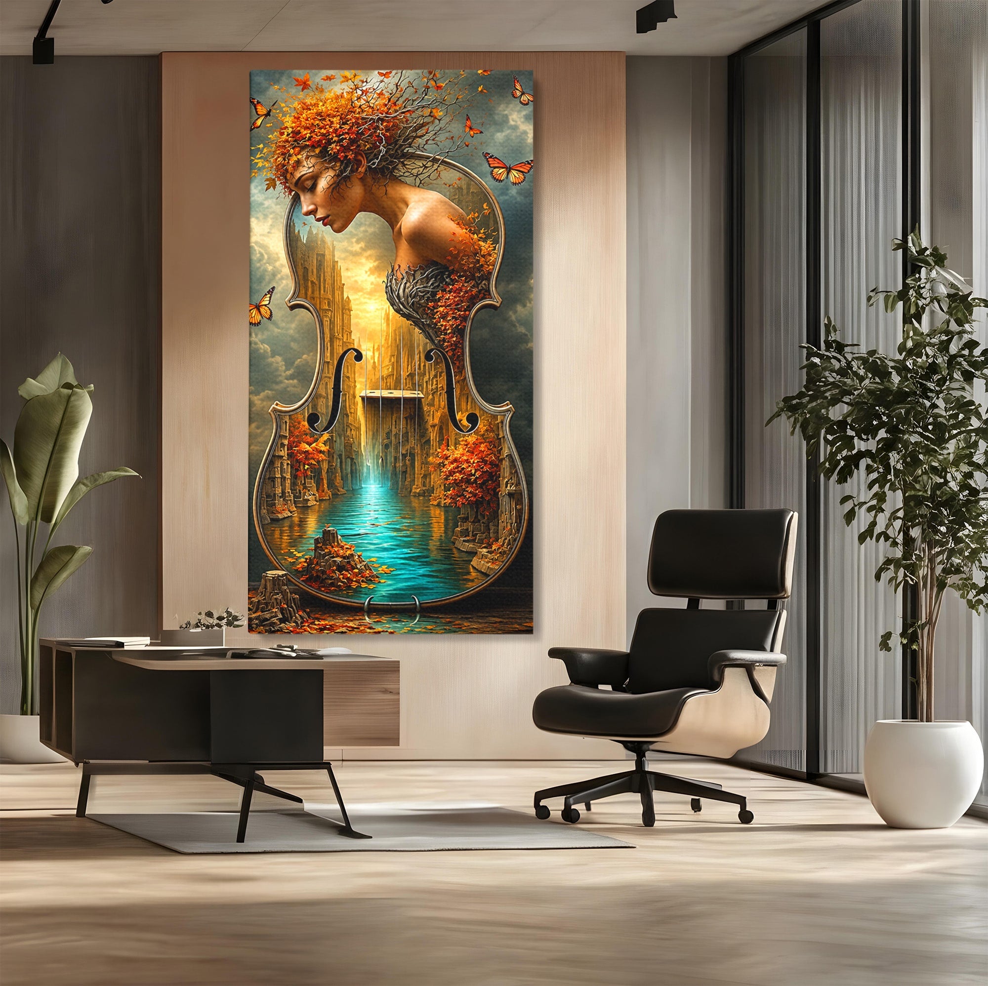 Tablou Canvas Premium LuxCanva® U1155, Simfonia Naturii, Muzica, Toamna, Fantezie, Living, Culori Vibrante