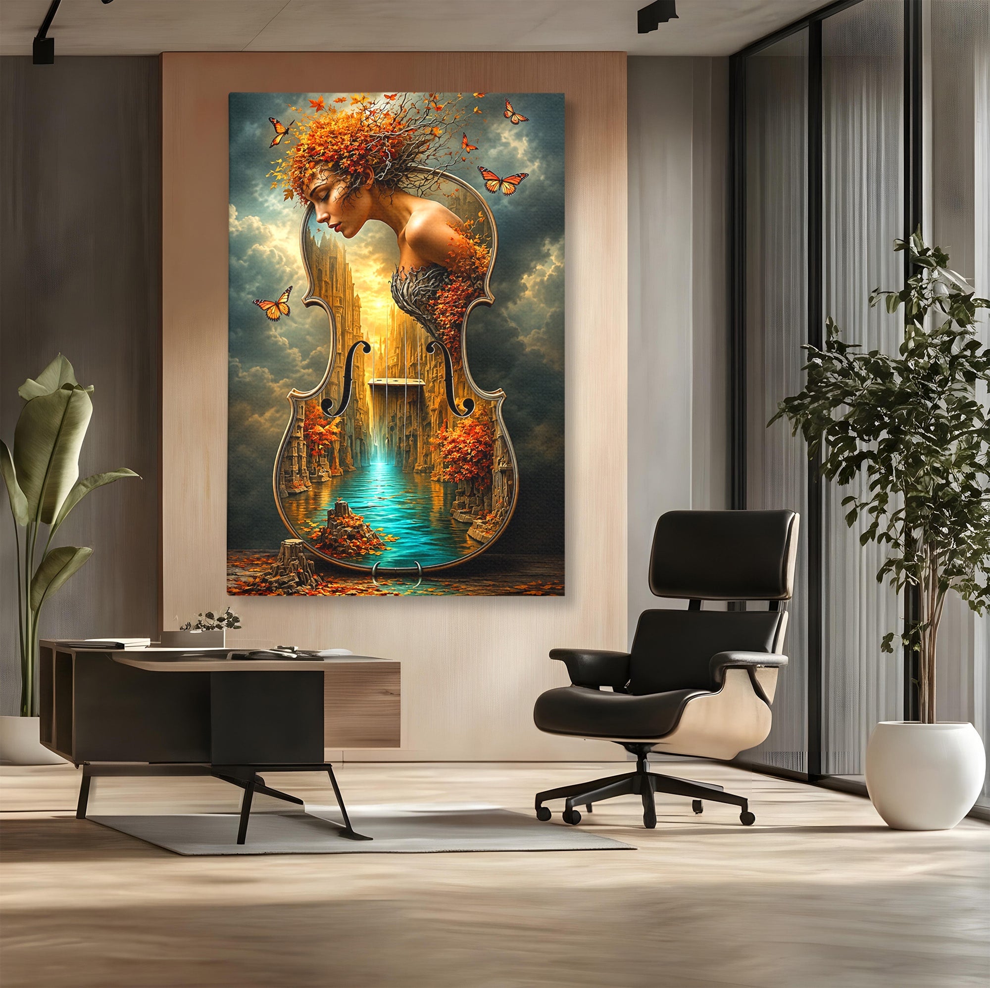 Tablou Canvas Premium LuxCanva® U1155, Simfonia Naturii, Muzica, Toamna, Fantezie, Living, Culori Vibrante