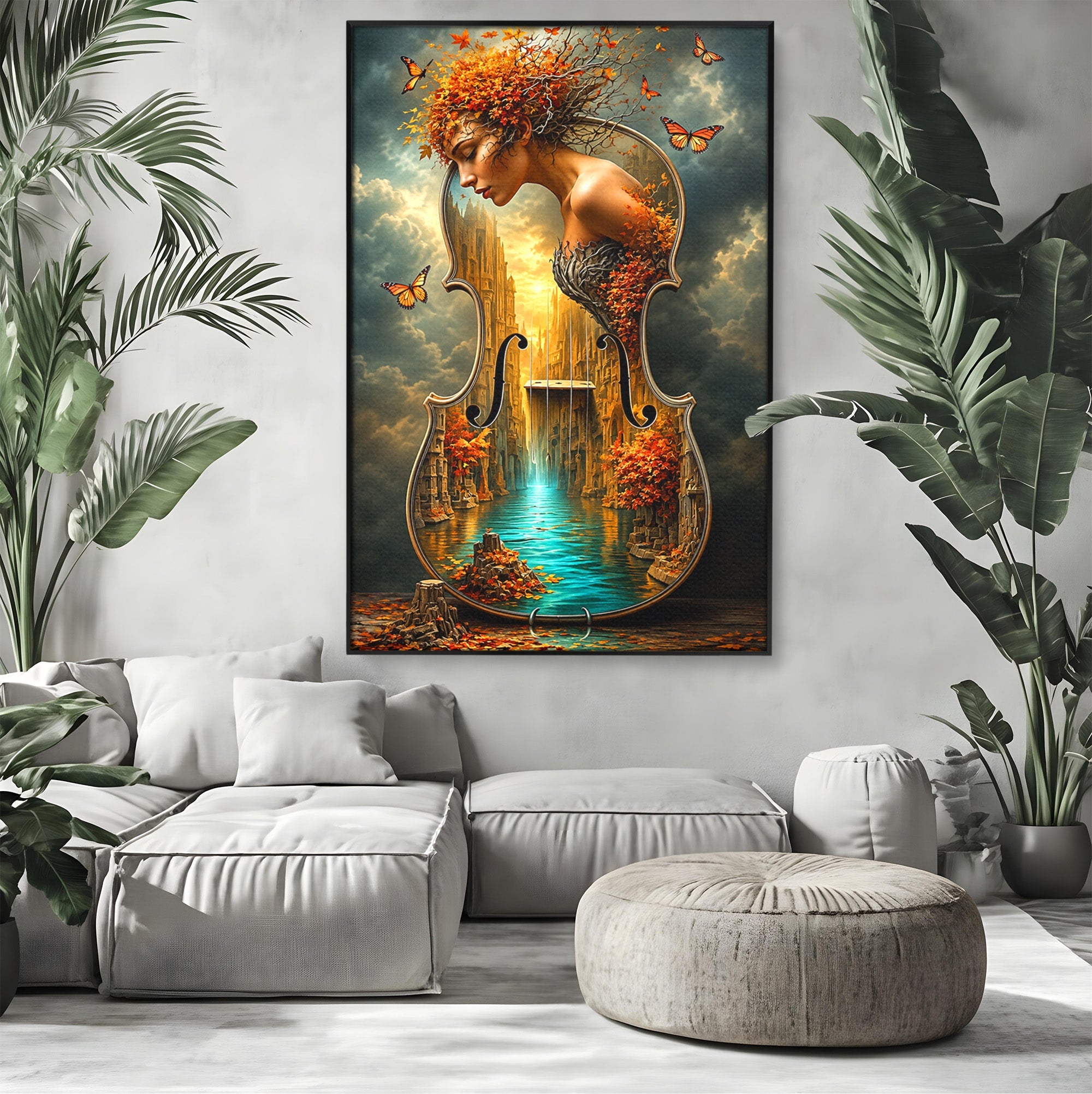 Tablou Canvas Premium LuxCanva® U1155, Simfonia Naturii, Muzica, Toamna, Fantezie, Living, Culori Vibrante