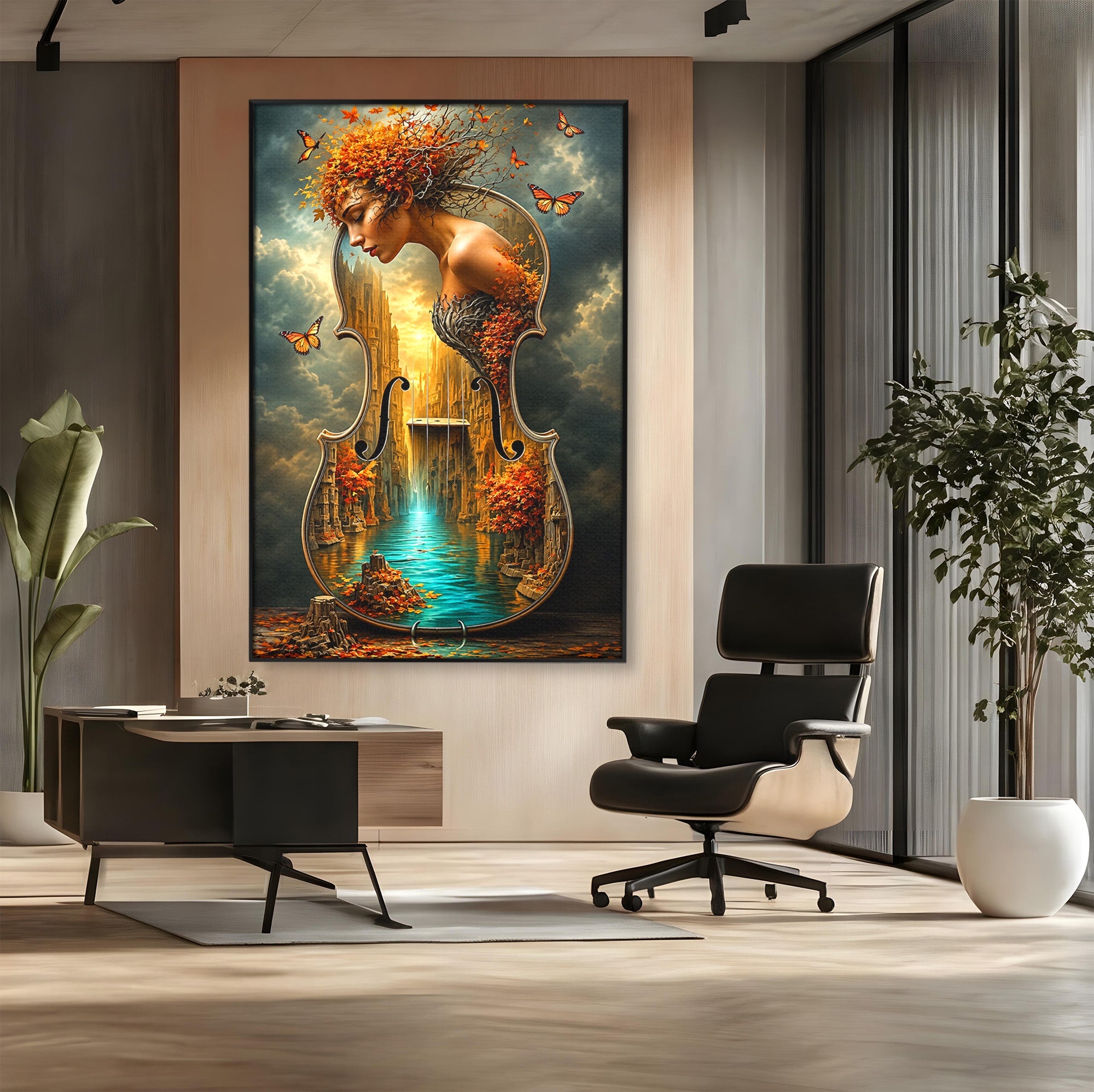 Tablou Canvas Premium LuxCanva® U1155, Simfonia Naturii, Muzica, Toamna, Fantezie, Living, Culori Vibrante