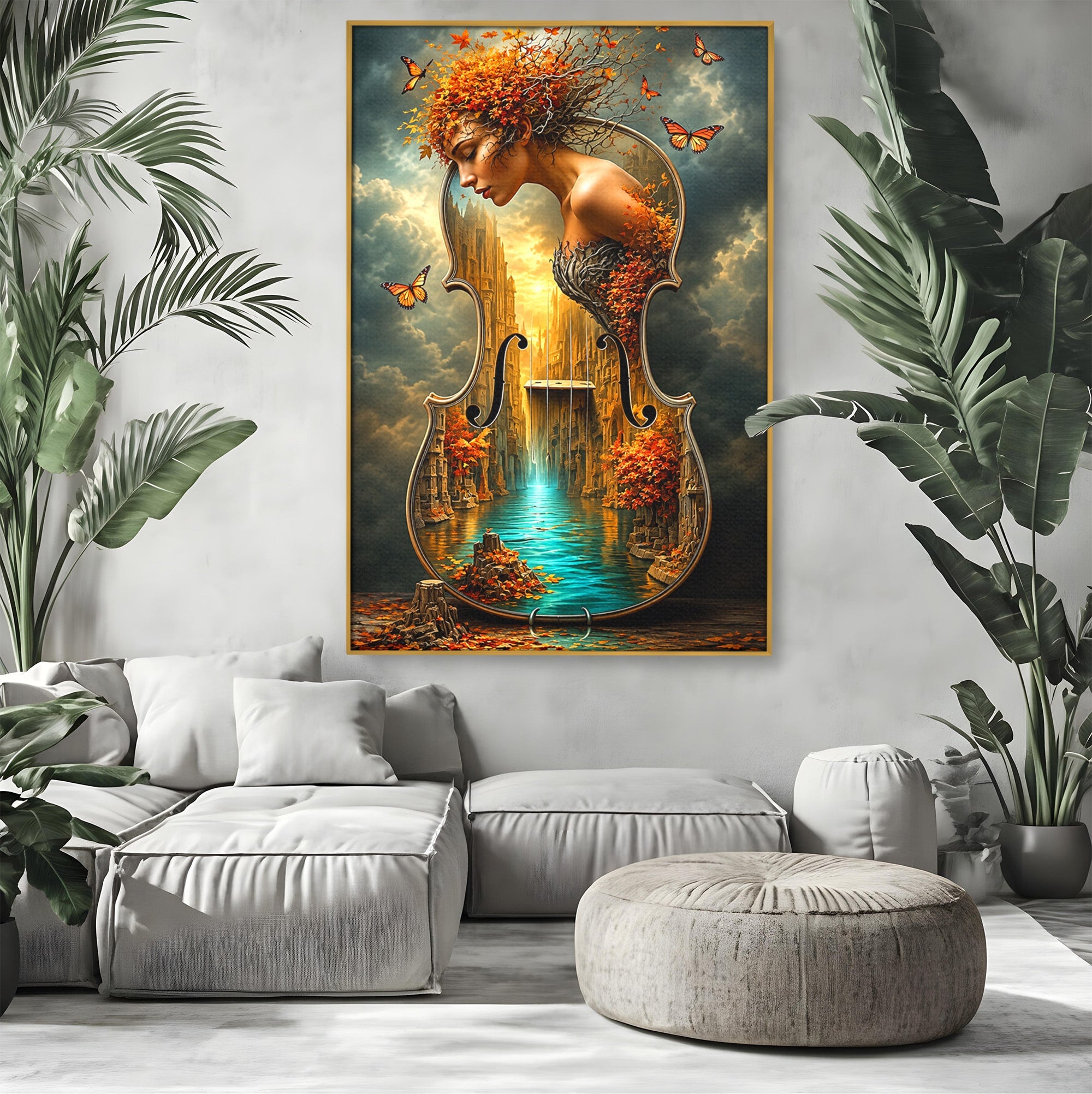 Tablou Canvas Premium LuxCanva® U1155, Simfonia Naturii, Muzica, Toamna, Fantezie, Living, Culori Vibrante