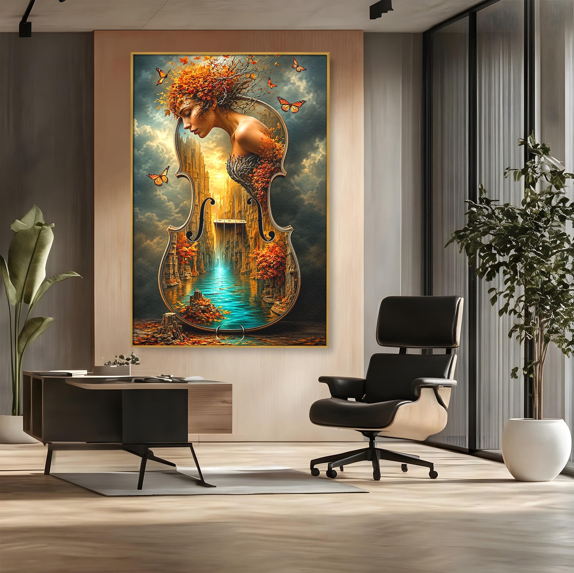 Tablou Canvas Premium LuxCanva® U1155, Simfonia Naturii, Muzica, Toamna, Fantezie, Living, Culori Vibrante