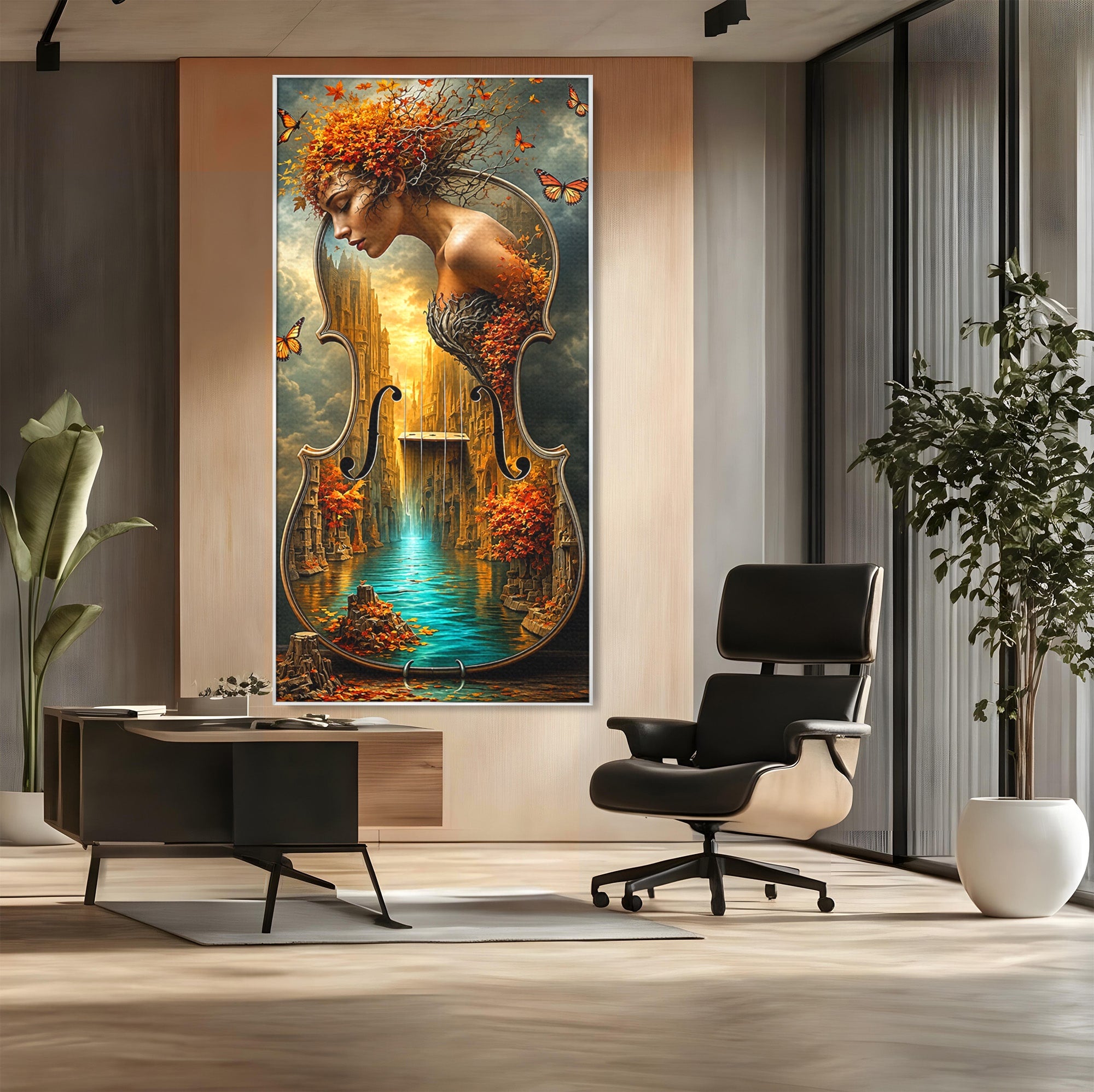 Tablou Canvas Premium LuxCanva® U1155, Simfonia Naturii, Muzica, Toamna, Fantezie, Living, Culori Vibrante
