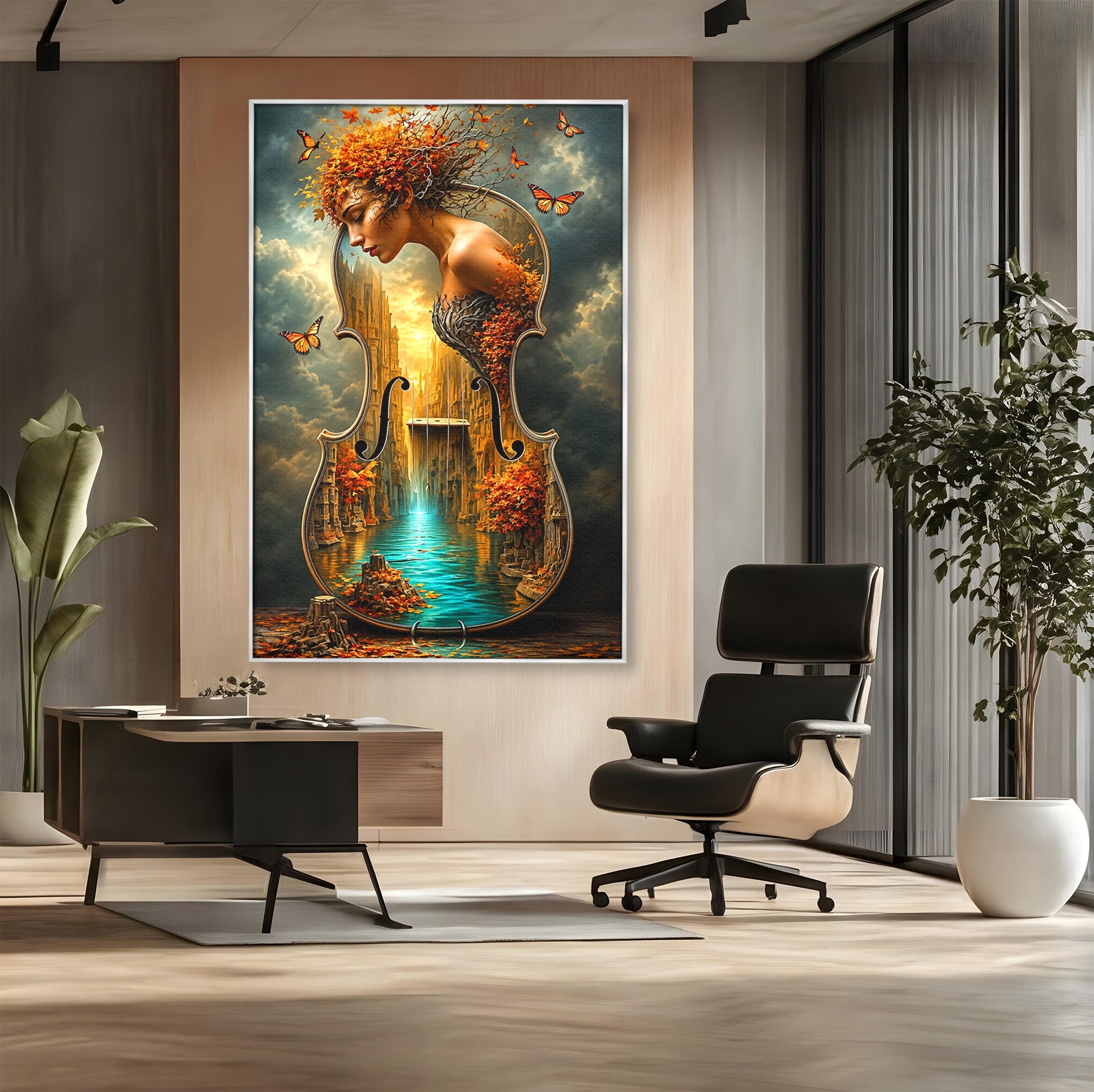 Tablou Canvas Premium LuxCanva® U1155, Simfonia Naturii, Muzica, Toamna, Fantezie, Living, Culori Vibrante