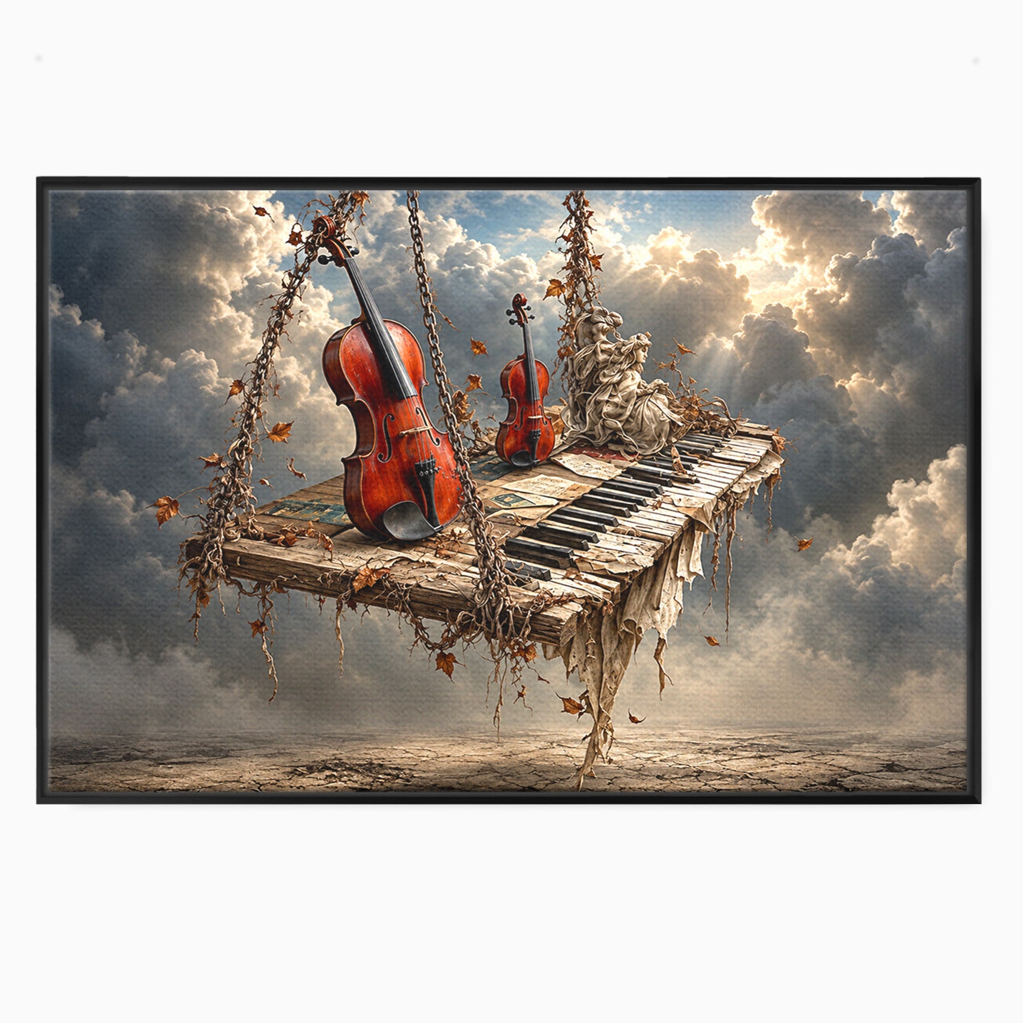 Tablou Canvas Premium LuxCanva® U1156, Armonia Elementelor, Vioara, Pian, Natura, Fantezie, Living, Culori Vibrante