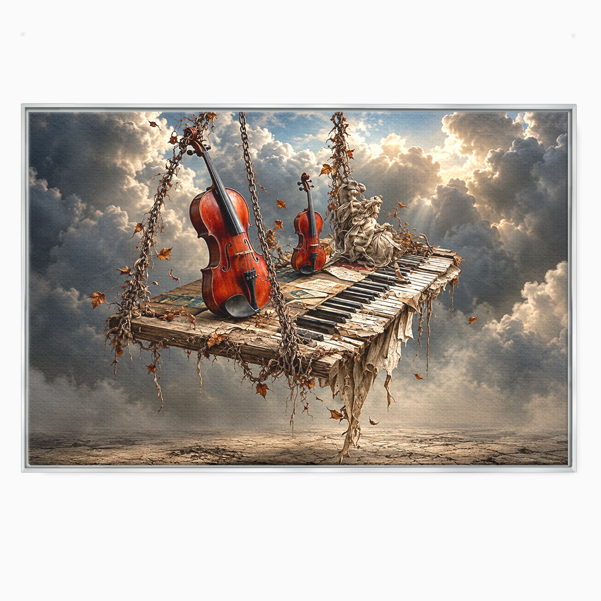 Tablou Canvas Premium LuxCanva® U1156, Armonia Elementelor, Vioara, Pian, Natura, Fantezie, Living, Culori Vibrante