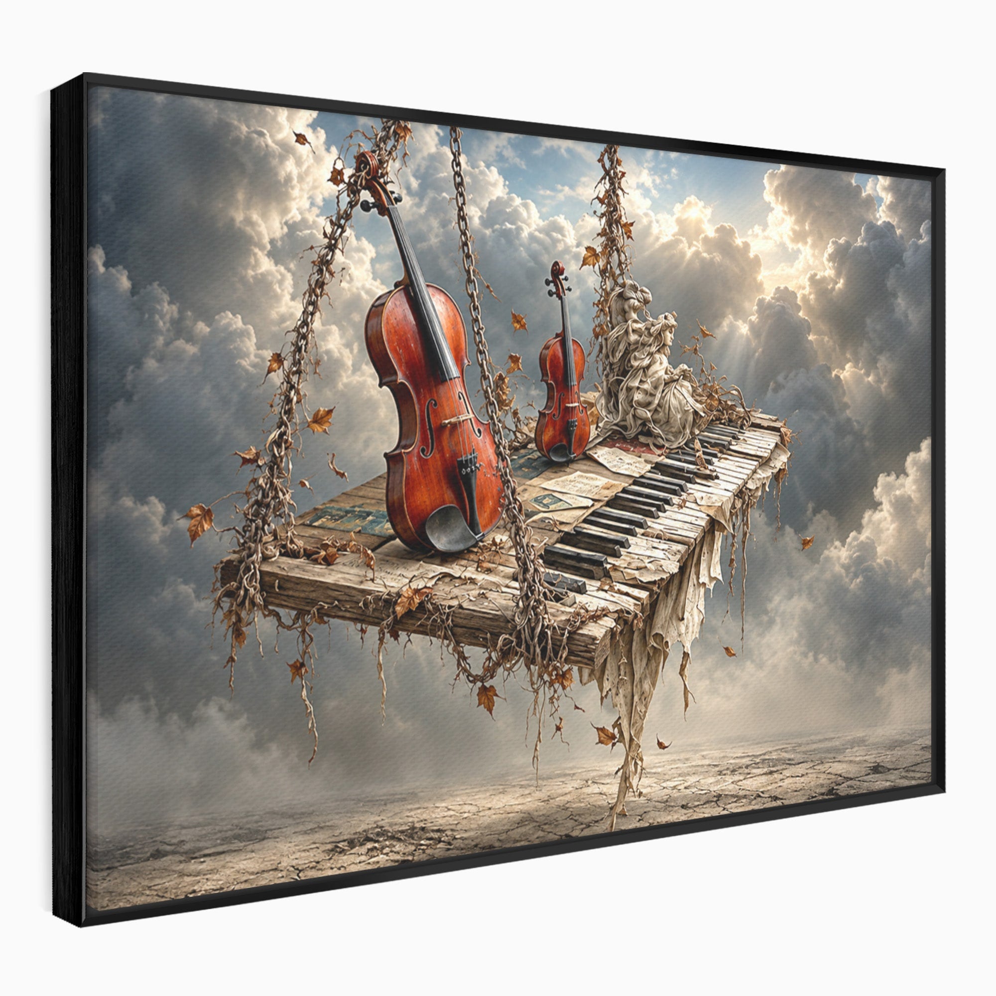 Tablou Canvas Premium LuxCanva® U1156, Armonia Elementelor, Vioara, Pian, Natura, Fantezie, Living, Culori Vibrante