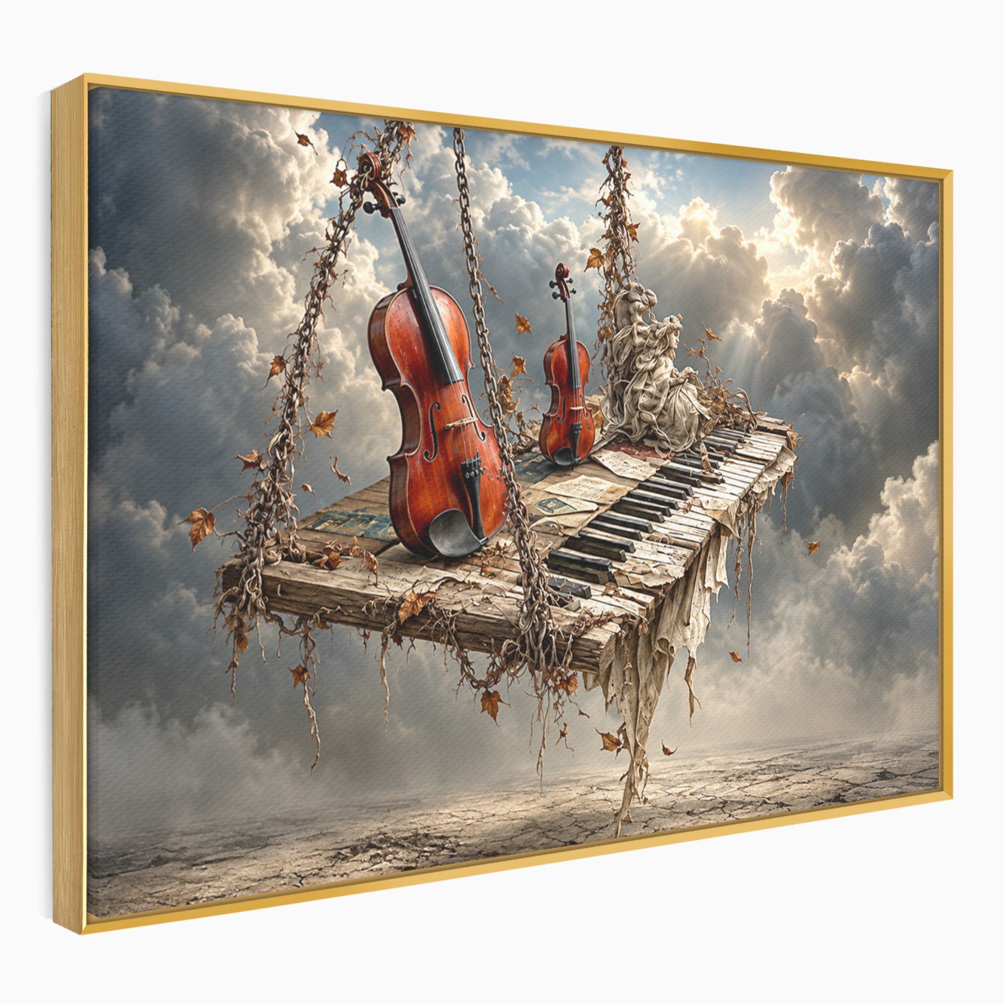 Tablou Canvas Premium LuxCanva® U1156, Armonia Elementelor, Vioara, Pian, Natura, Fantezie, Living, Culori Vibrante