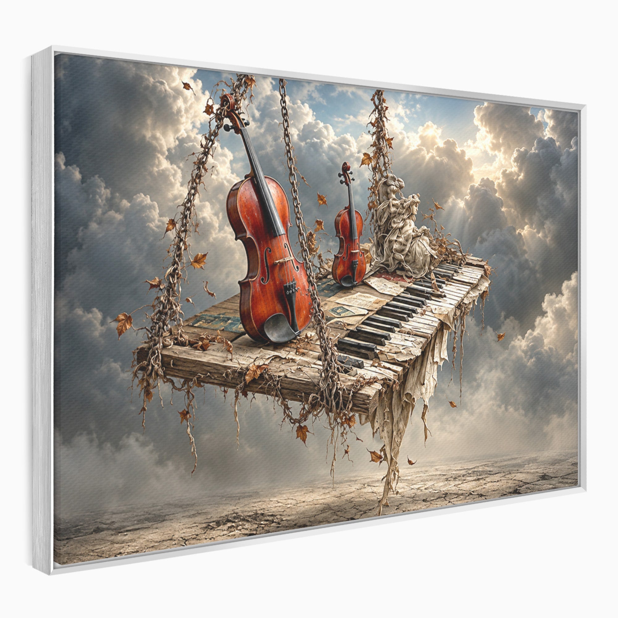 Tablou Canvas Premium LuxCanva® U1156, Armonia Elementelor, Vioara, Pian, Natura, Fantezie, Living, Culori Vibrante