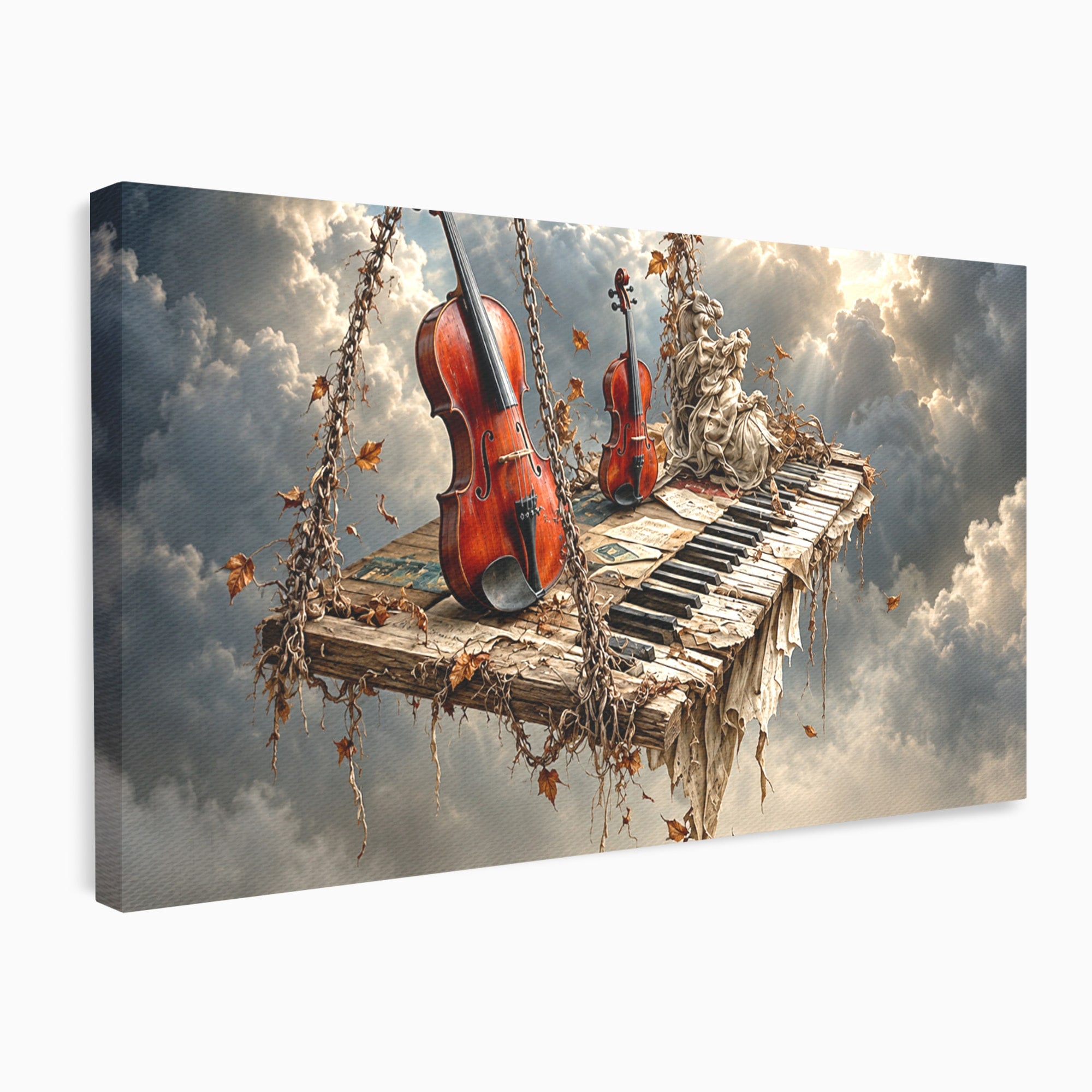 Tablou Canvas Premium LuxCanva® U1156, Armonia Elementelor, Vioara, Pian, Natura, Fantezie, Living, Culori Vibrante