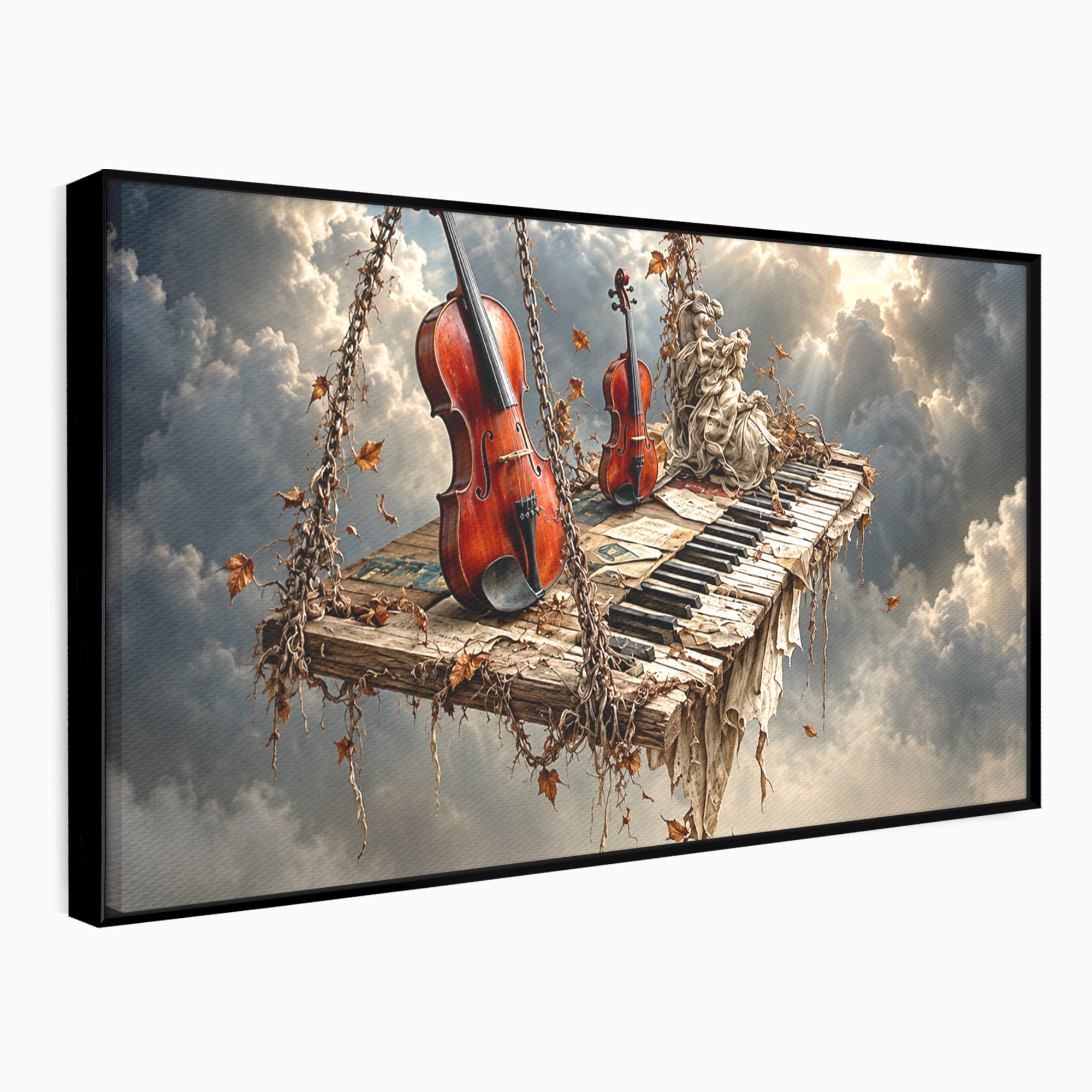 Tablou Canvas Premium LuxCanva® U1156, Armonia Elementelor, Vioara, Pian, Natura, Fantezie, Living, Culori Vibrante