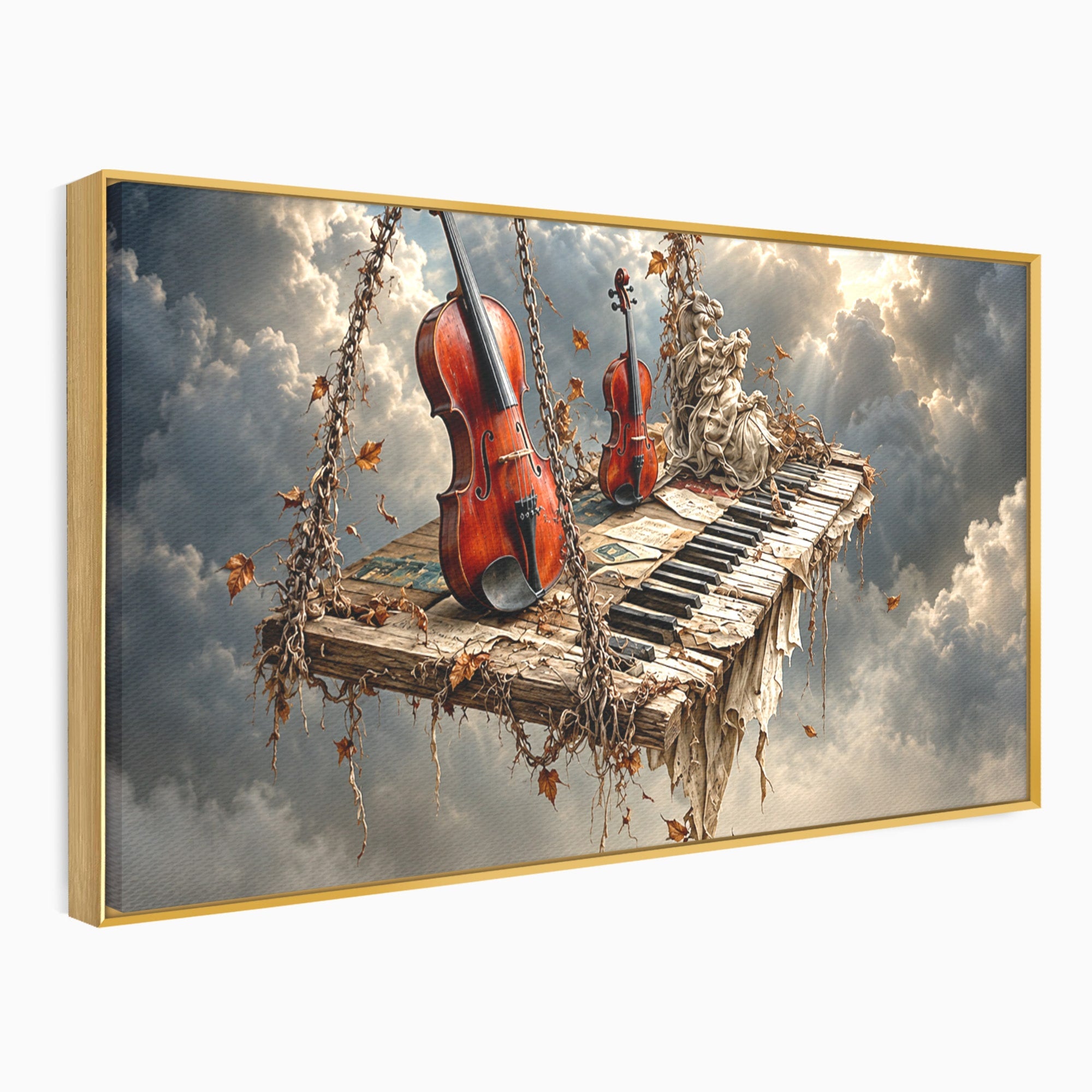Tablou Canvas Premium LuxCanva® U1156, Armonia Elementelor, Vioara, Pian, Natura, Fantezie, Living, Culori Vibrante
