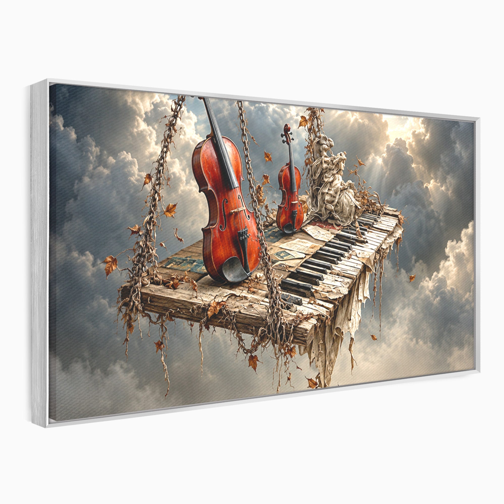 Tablou Canvas Premium LuxCanva® U1156, Armonia Elementelor, Vioara, Pian, Natura, Fantezie, Living, Culori Vibrante