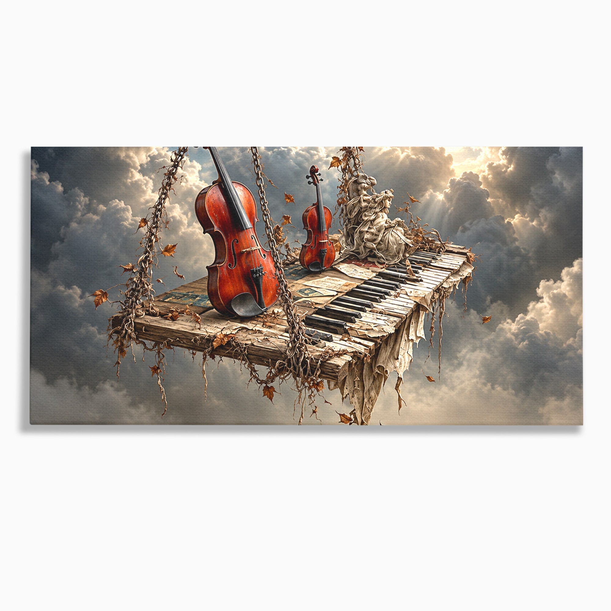 Tablou Canvas Premium LuxCanva® U1156, Armonia Elementelor, Vioara, Pian, Natura, Fantezie, Living, Culori Vibrante