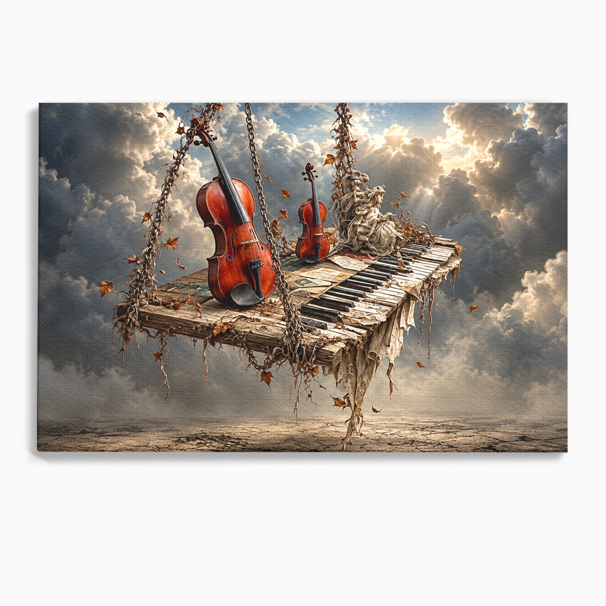 Tablou Canvas Premium LuxCanva® U1156, Armonia Elementelor, Vioara, Pian, Natura, Fantezie, Living, Culori Vibrante