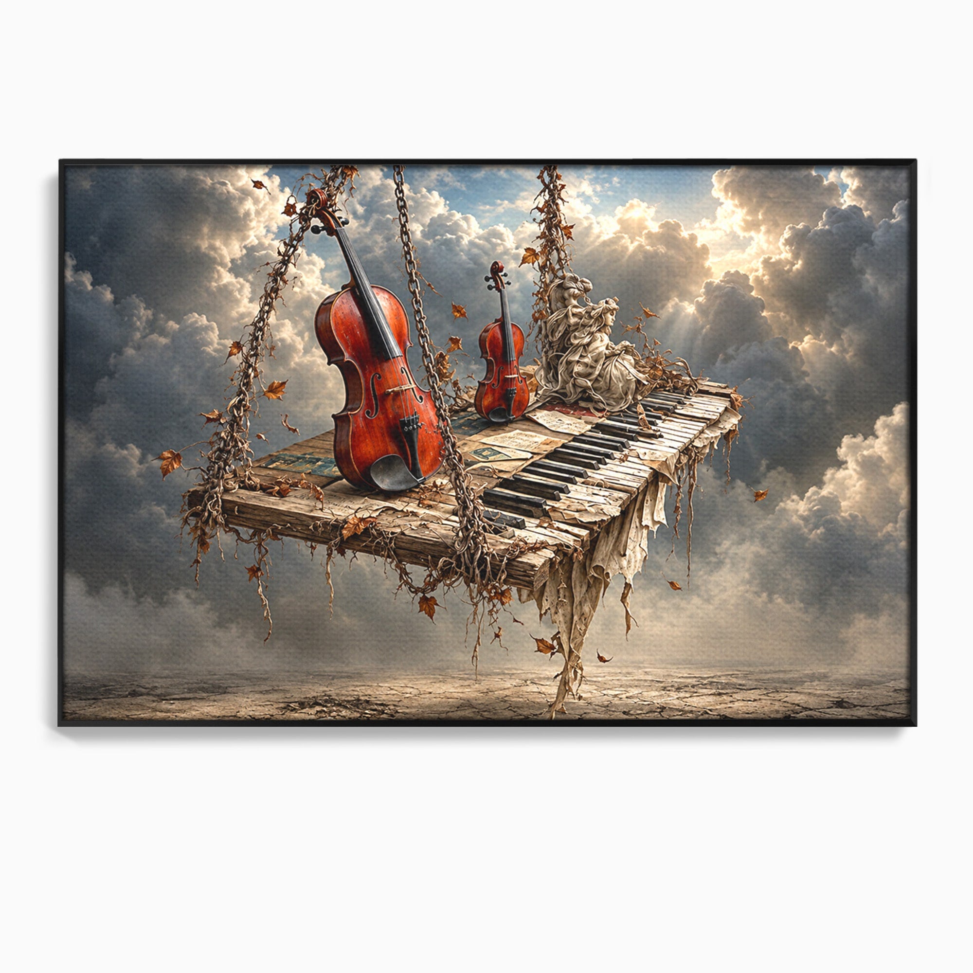 Tablou Canvas Premium LuxCanva® U1156, Armonia Elementelor, Vioara, Pian, Natura, Fantezie, Living, Culori Vibrante