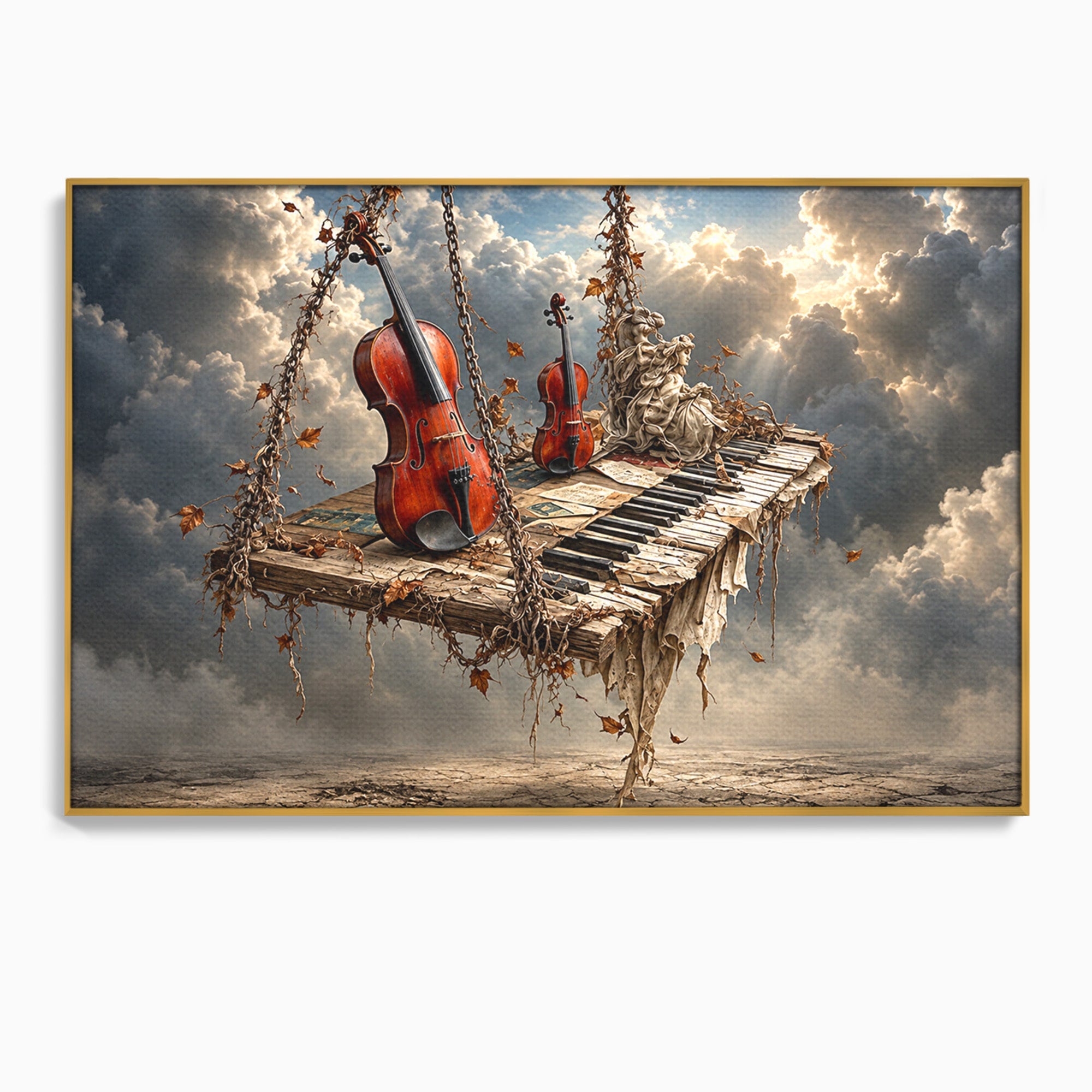 Tablou Canvas Premium LuxCanva® U1156, Armonia Elementelor, Vioara, Pian, Natura, Fantezie, Living, Culori Vibrante