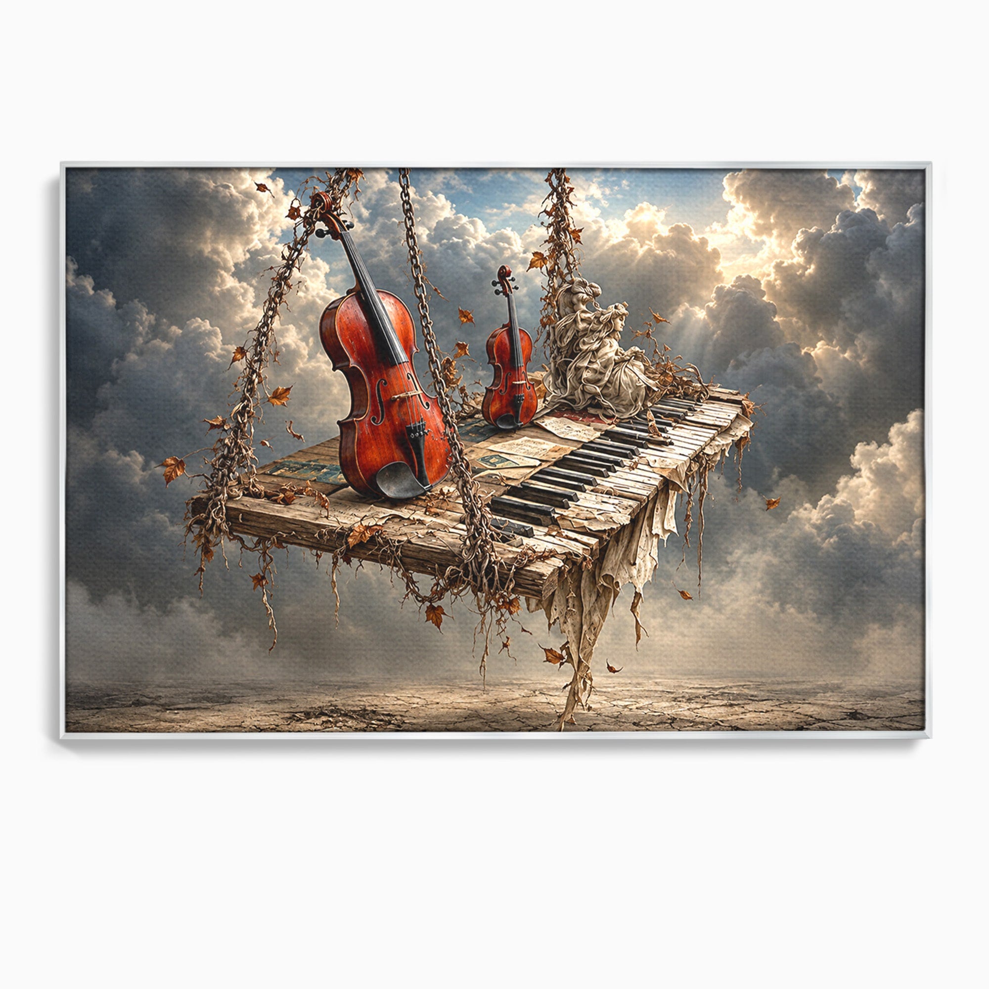 Tablou Canvas Premium LuxCanva® U1156, Armonia Elementelor, Vioara, Pian, Natura, Fantezie, Living, Culori Vibrante