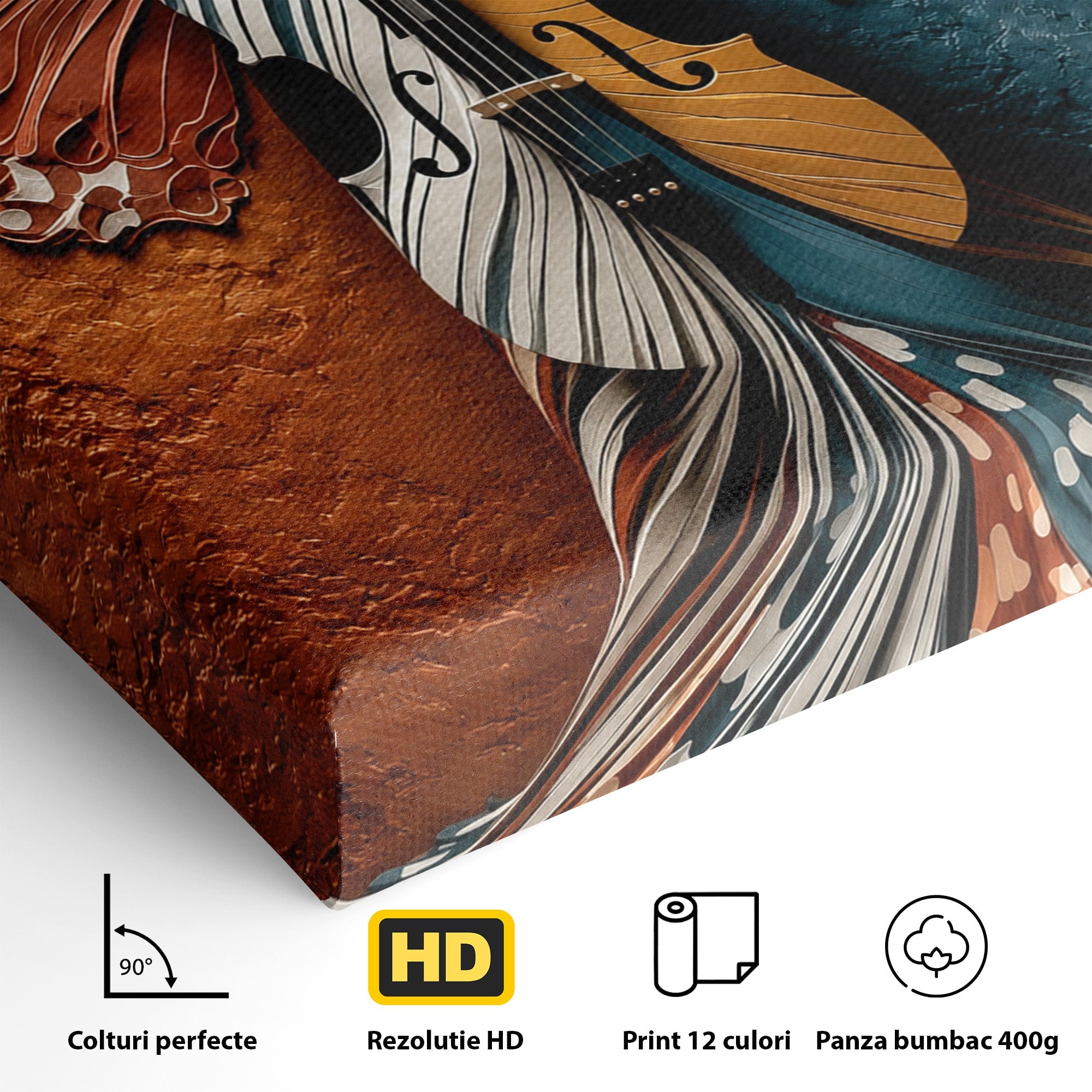 Tablou Canvas Premium LuxCanva® U1157, Fata Cu Aripi De Fluture, Muzica, Aripi, Fata, Fluture, Living, Culori Vibrante