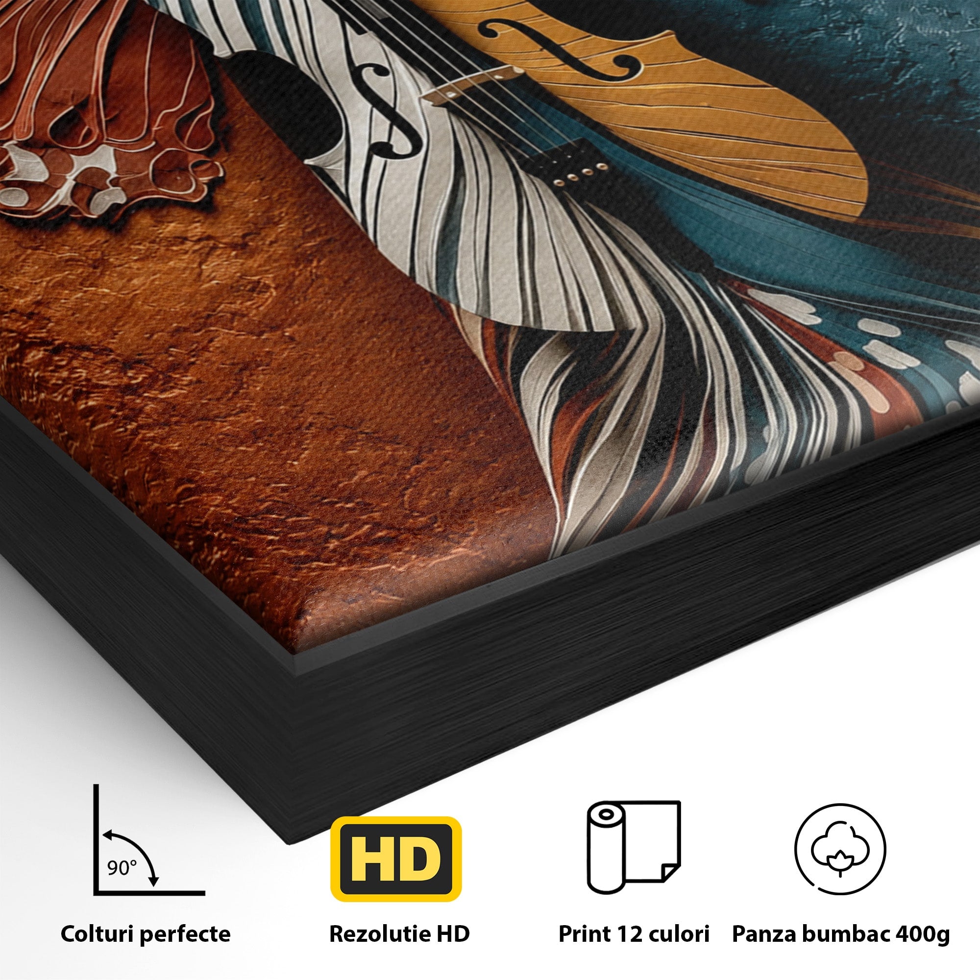 Tablou Canvas Premium LuxCanva® U1157, Fata Cu Aripi De Fluture, Muzica, Aripi, Fata, Fluture, Living, Culori Vibrante