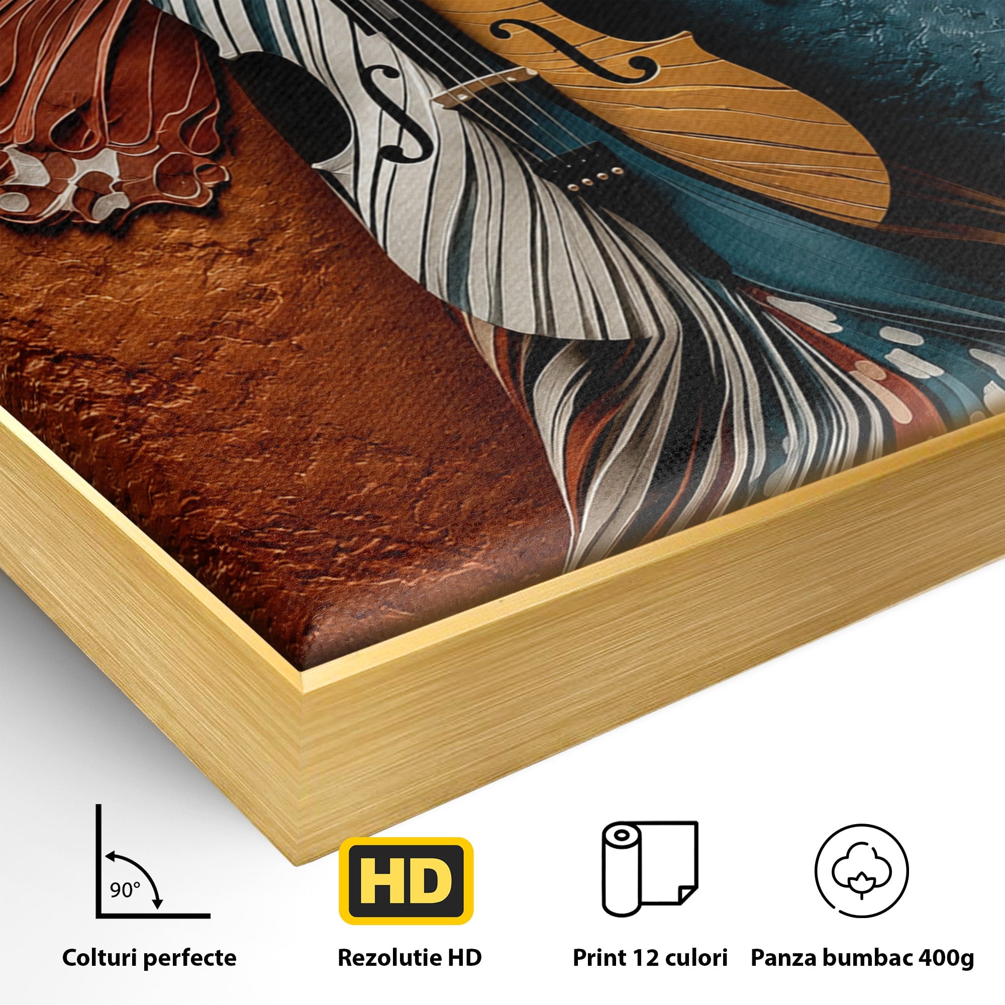 Tablou Canvas Premium LuxCanva® U1157, Fata Cu Aripi De Fluture, Muzica, Aripi, Fata, Fluture, Living, Culori Vibrante