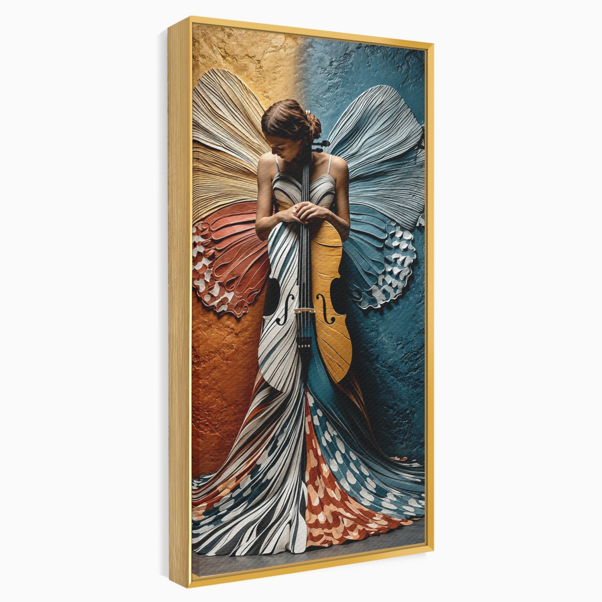 Tablou Canvas Premium LuxCanva® U1157, Fata Cu Aripi De Fluture, Muzica, Aripi, Fata, Fluture, Living, Culori Vibrante