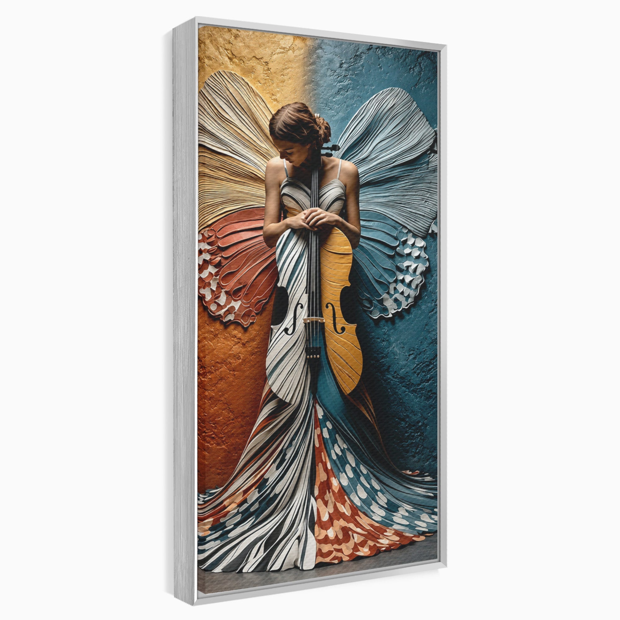 Tablou Canvas Premium LuxCanva® U1157, Fata Cu Aripi De Fluture, Muzica, Aripi, Fata, Fluture, Living, Culori Vibrante
